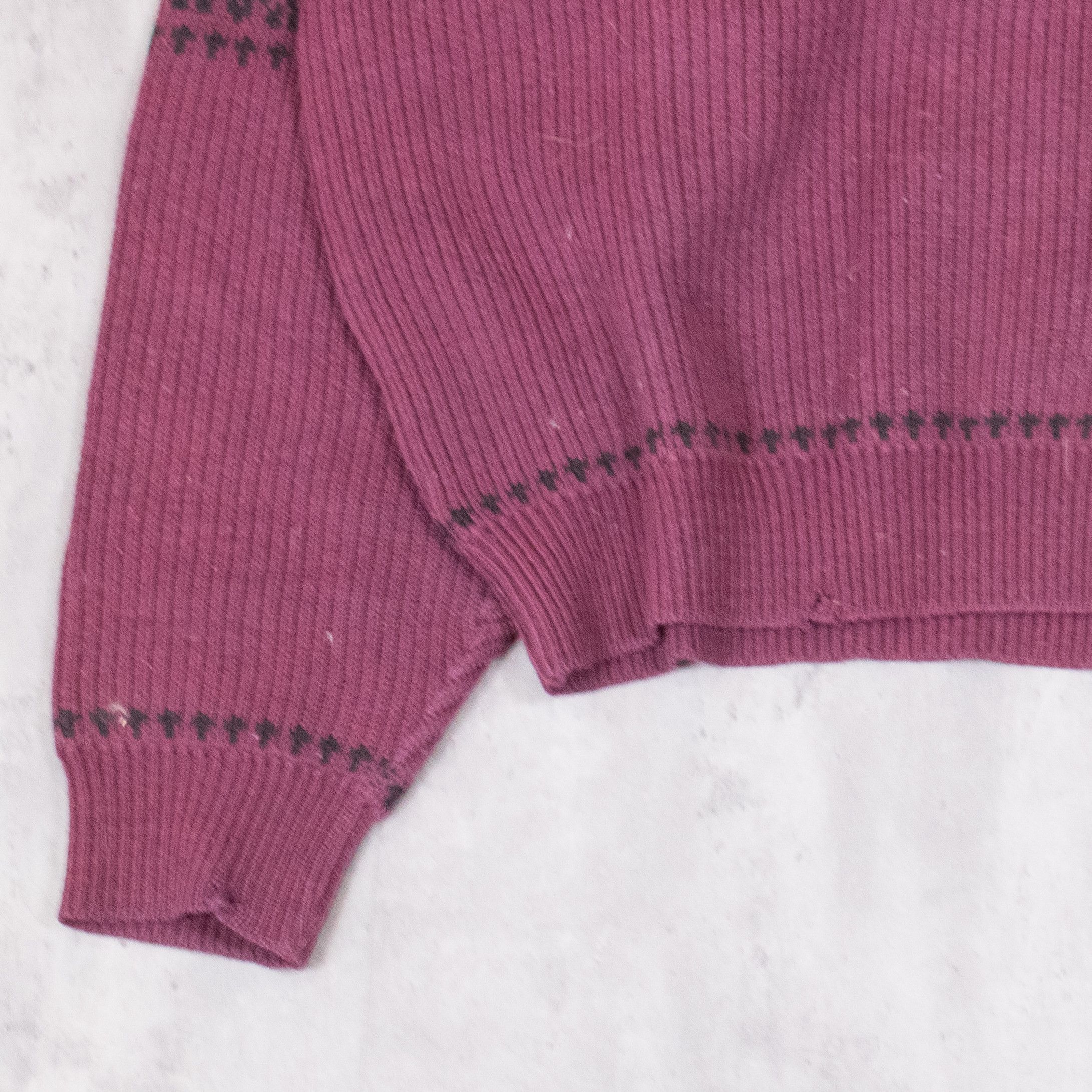 Vintage Vintage 1990's Blocx Pattern Wool Burgundy Sweater Size US L / EU 52-54 / 3 - 6 Thumbnail