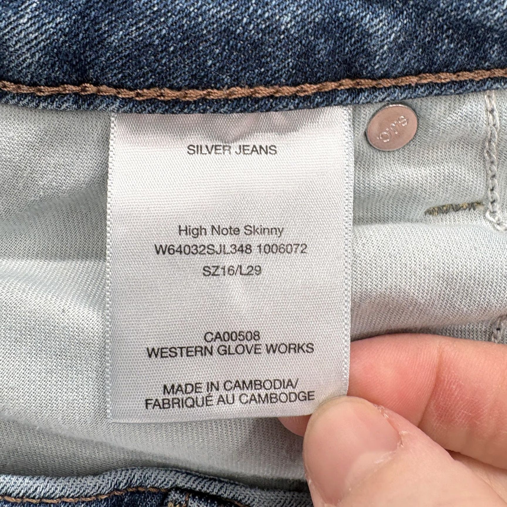 Silver Jeans Co. Silver Jeans High Rise Skinny Jeans Womens 16 Blue Medium Wash Stretch Denim Slim 5-Pocket N/A Autumn Womens Size 38" / US 16 / IT 52 - 5 Thumbnail