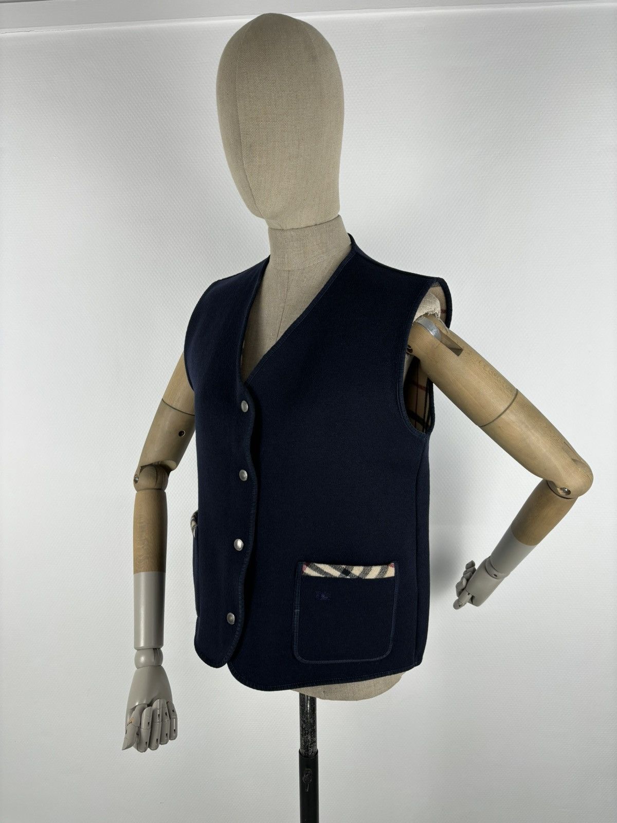 Burberry × Burberry Prorsum VTG 90s BURBERRY London "New Towey" Wool Nova Check Navy Vest Gilet Waistcoat 44 Size M / US 6-8 / IT 42-44 - 12 Thumbnail