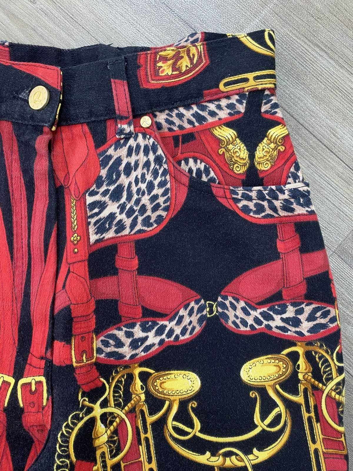 Japanese Brand Vintage Laurel Baroque Equestrian Chanis Scarf Print Pants Size US 27 - 11 Thumbnail