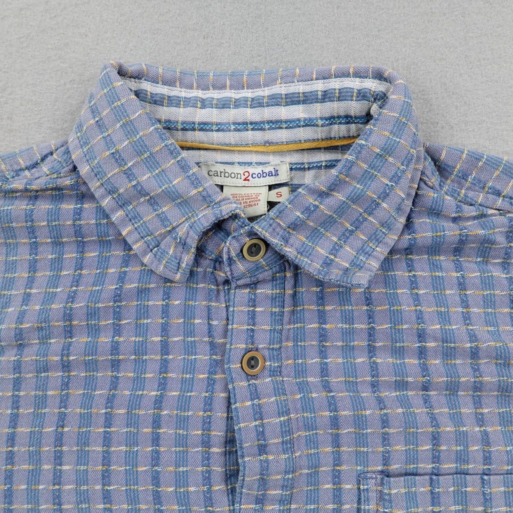 Carbon2Cobalt Carbon 2 Cobalt Shirt Mens Small Blue Plaid Textured Button Up Long Sleeve Size US S / EU 44-46 / 1 - 2 Thumbnail