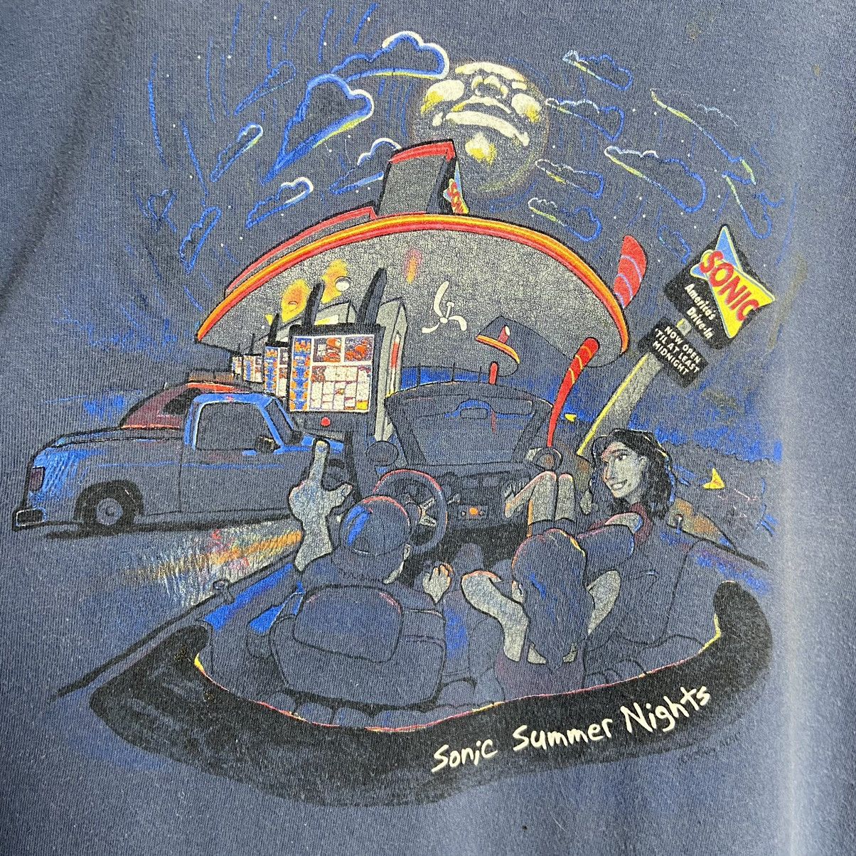 Vintage Vintage Sonic Summer Nights Graphic T-Shirt Size US XL / EU 56 / 4 - 2 Thumbnail
