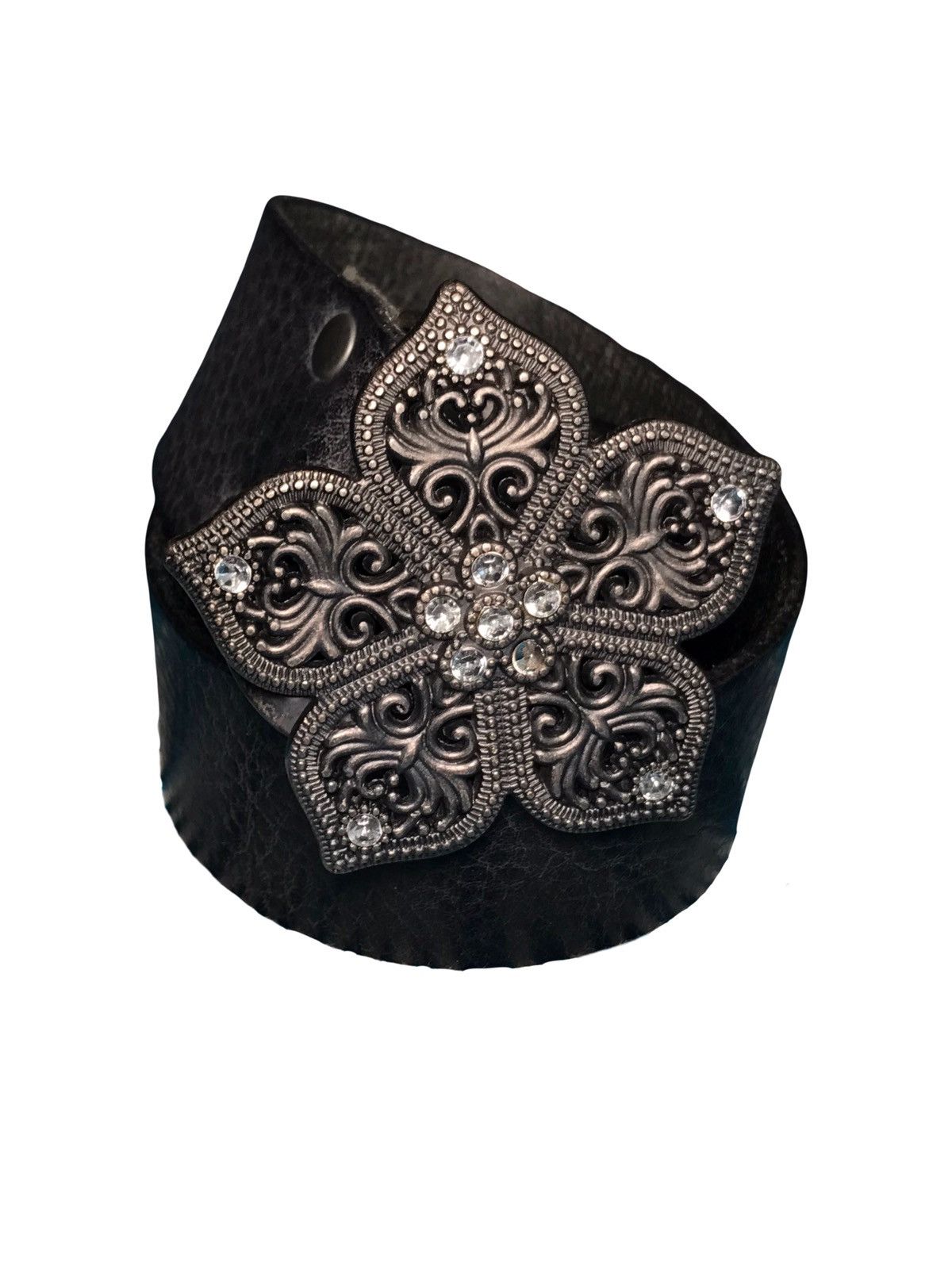 Other Y2K Avant Garde Flowers Leather Belt Oasis Size 26 - 1 Thumbnail