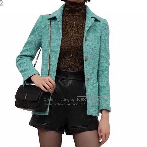 Saint Laurent Paris Saint Laurent Paris Blue Wool Tweed Jacket Size S / US 4 / IT 40 - 1 Thumbnail