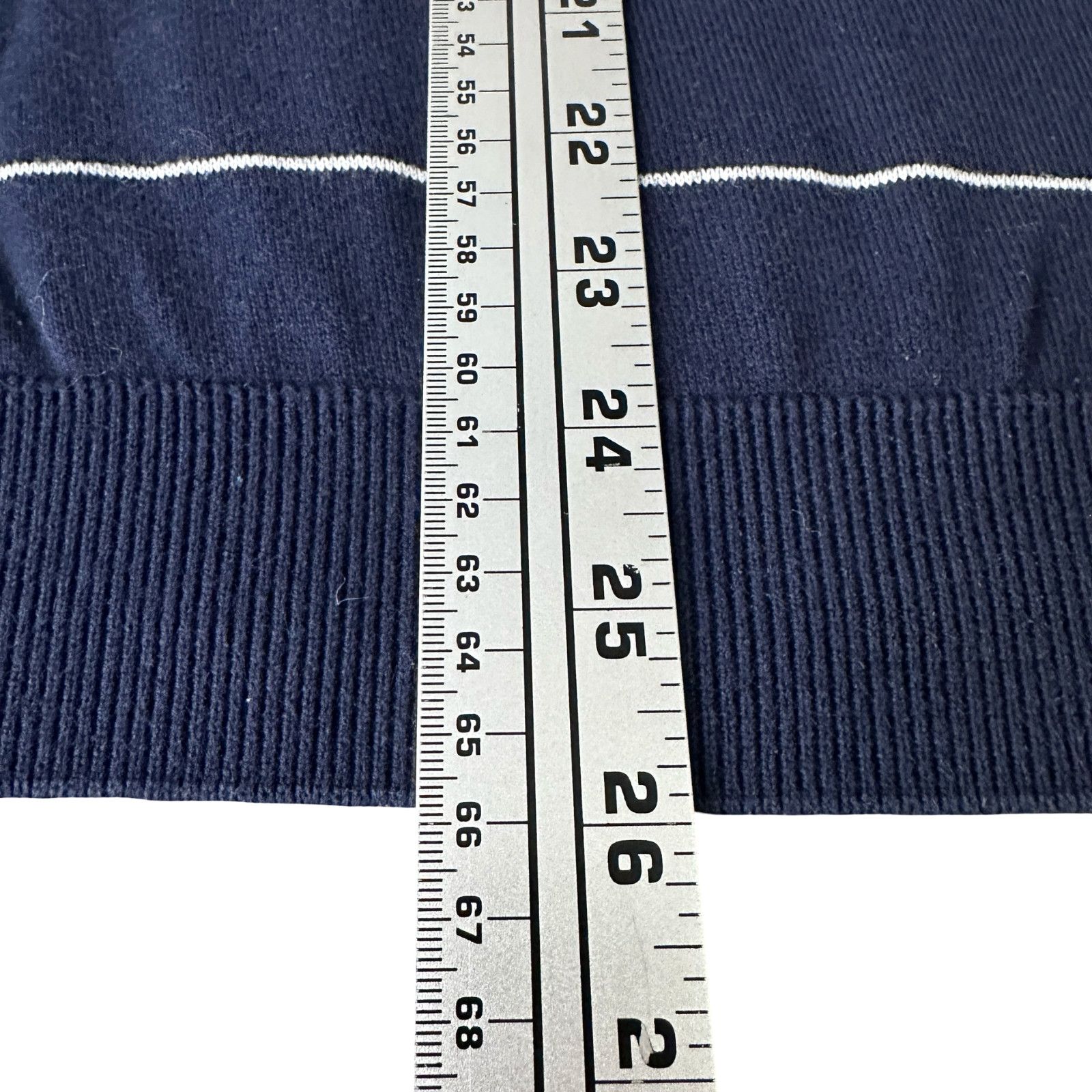 Lacoste Lacoste Sweater Men 6 Blue White Striped Cotton V-Neck Logo Size US L / EU 52-54 / 3 - 9 Thumbnail