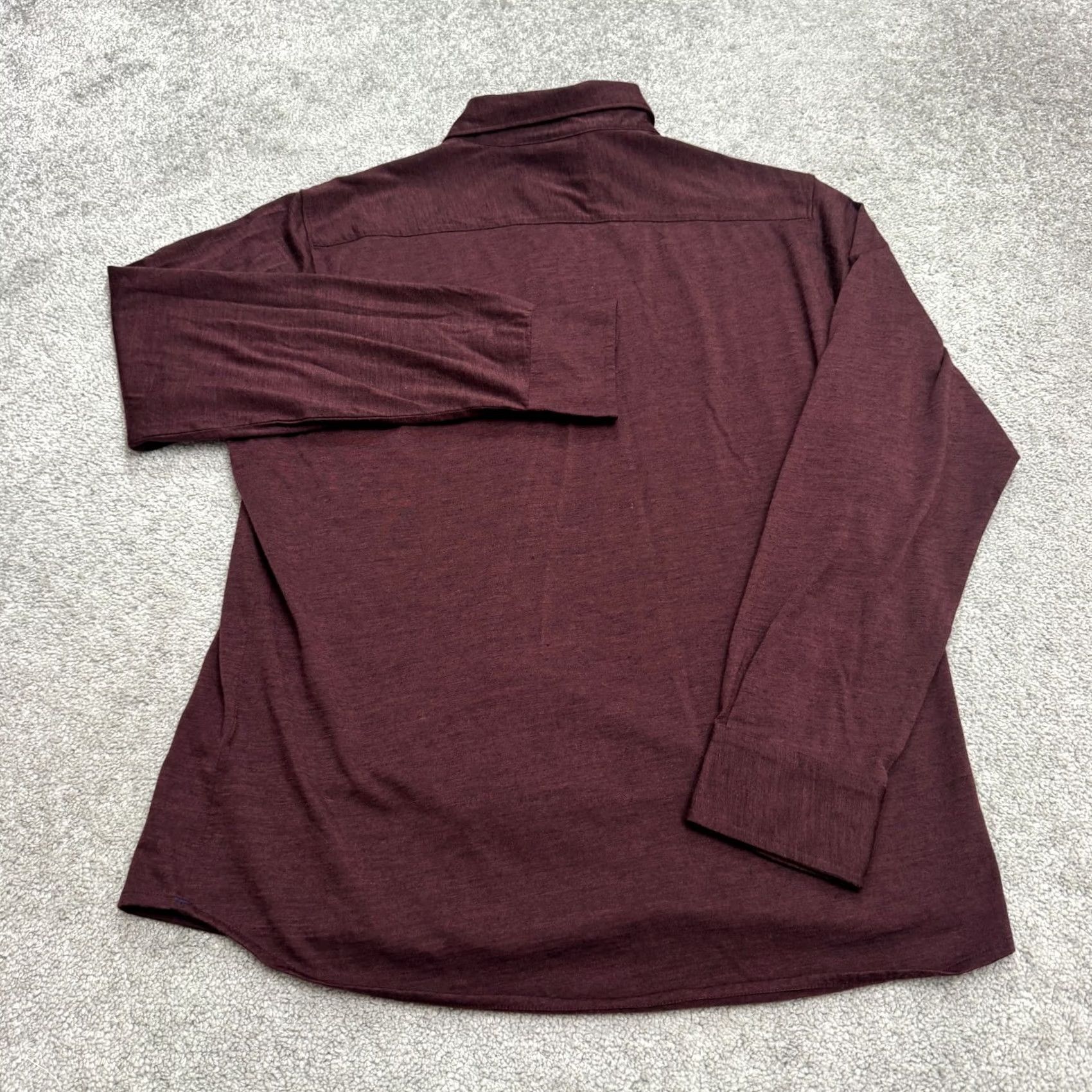 Bonobos Bonobos Slim Fit Button-Down Shirt Mens Large Burgundy Long Sleeve Wool Polyester Wool Blend Solid Classic Preppy Men's Button-Up Shirt Size US L / EU 52-54 / 3 - 2 Thumbnail