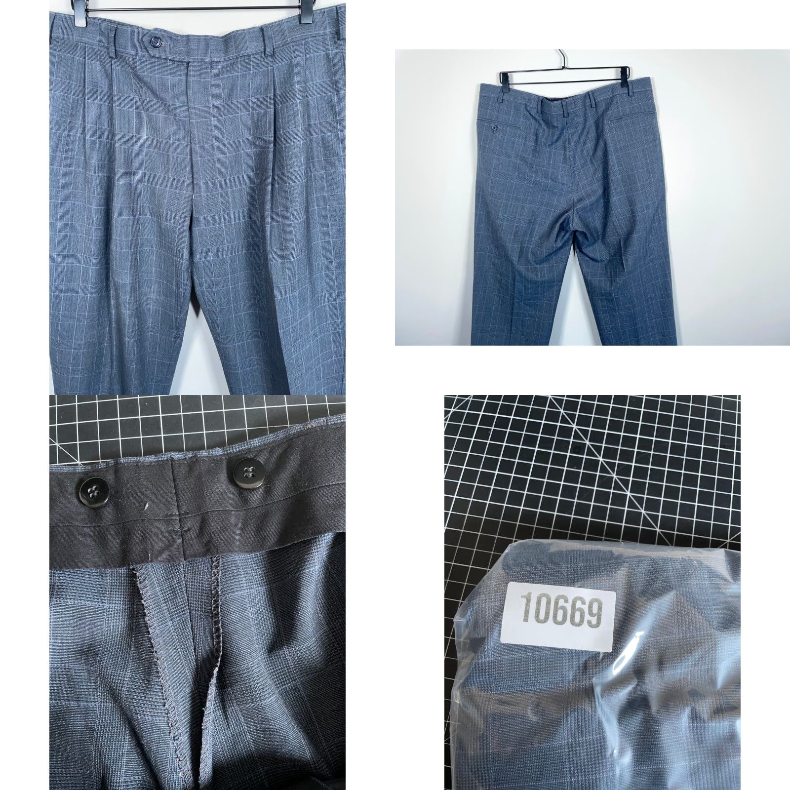 Doublet Unbranded Wool Dress Pants Blue Check Straight Leg 39 Regular Wool Double Pleat Trousers Mens Size US 40 / EU 56 - 9 Thumbnail