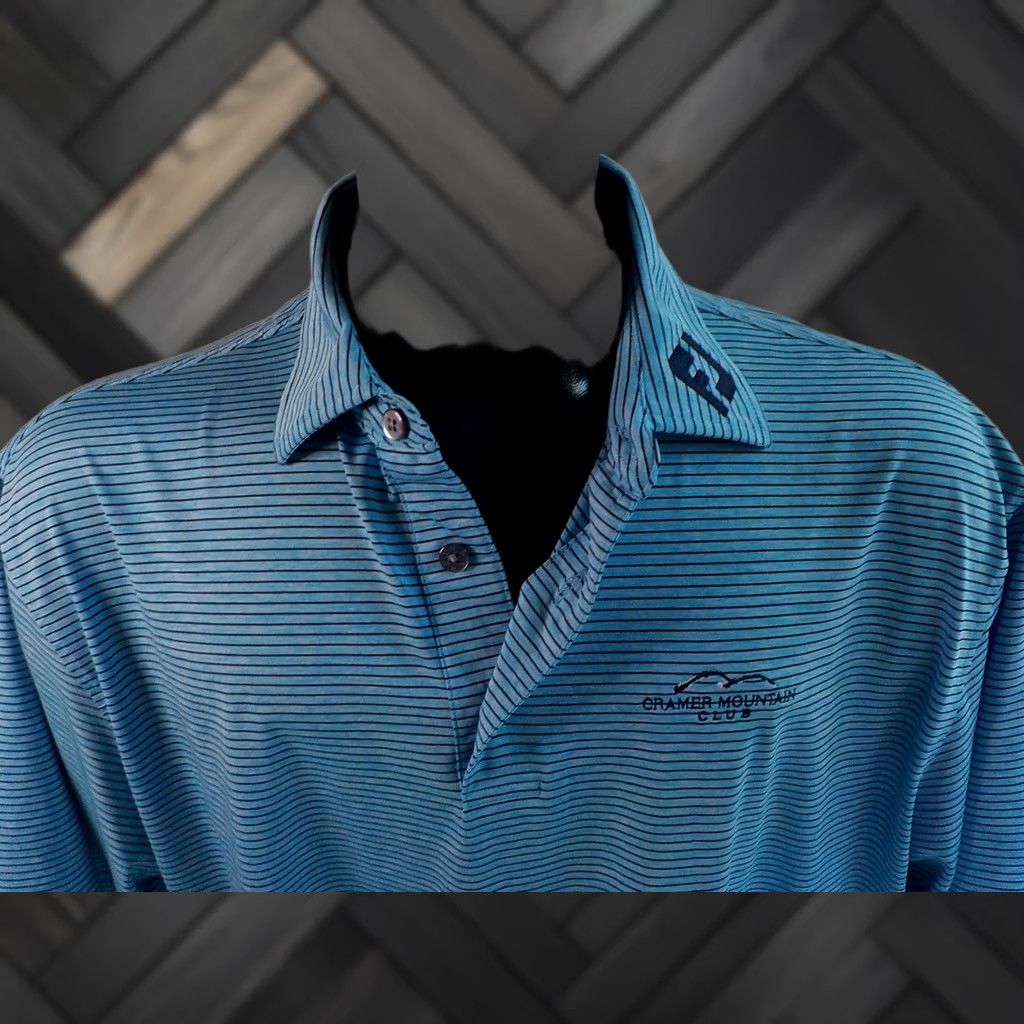 Footjoy VINTAGE Footjoy Polo Shirt Striped Logo Blue Navy XL Mens Size US XL / EU 56 / 4 - 1 Thumbnail