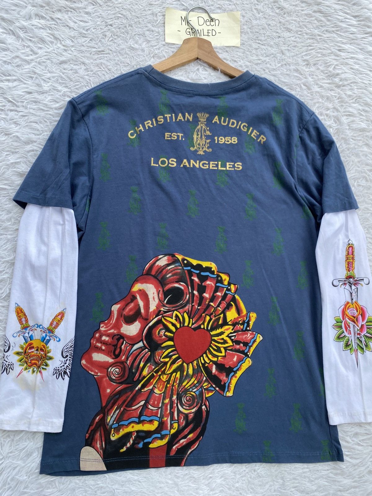 Christian Audigier Christian Audigier Men's M Long Sleeve Graphic Skull Tee Size US M / EU 48-50 / 2 - 17 Thumbnail