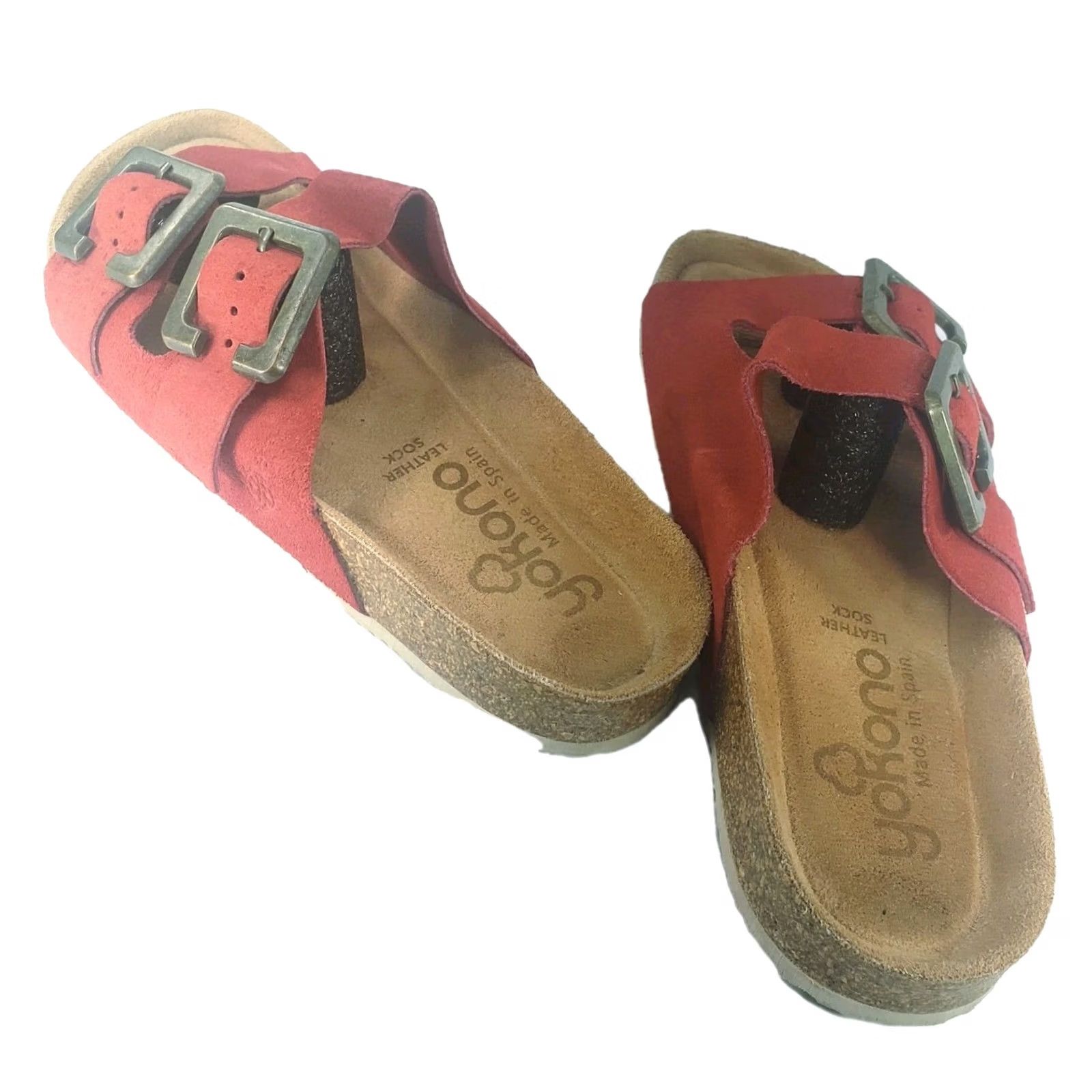 Vintage VINTAGE? No. Yokono Red Leather Women's Slide Sandals 7.5 Made in Spain Size US 8 / IT 38 - 5 Thumbnail