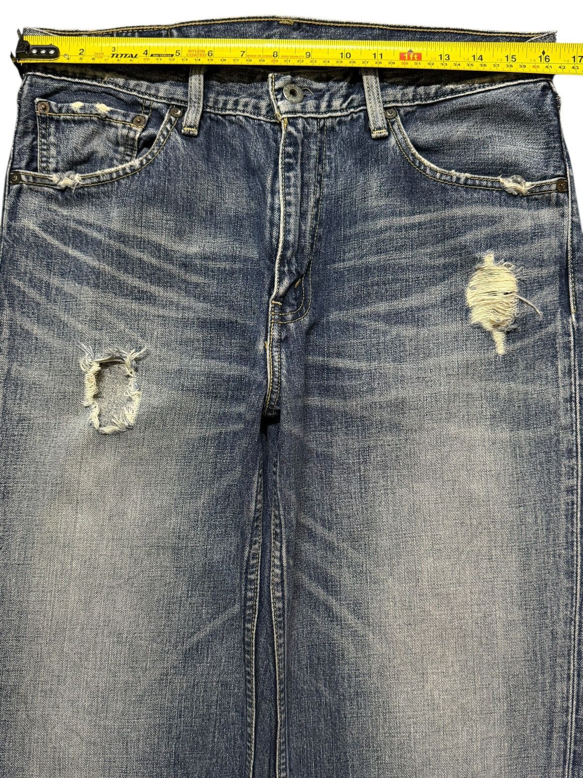 Levi's Vintage Y2K Levis 502 Blue Faded Wash Distress Regular Fits Size US 32 / EU 48 - 9 Thumbnail