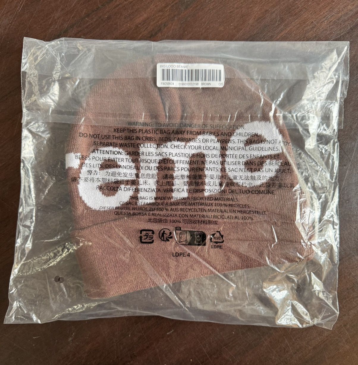 Supreme Supreme Big Logo Beanie Brown Size ONE SIZE - 3 Thumbnail