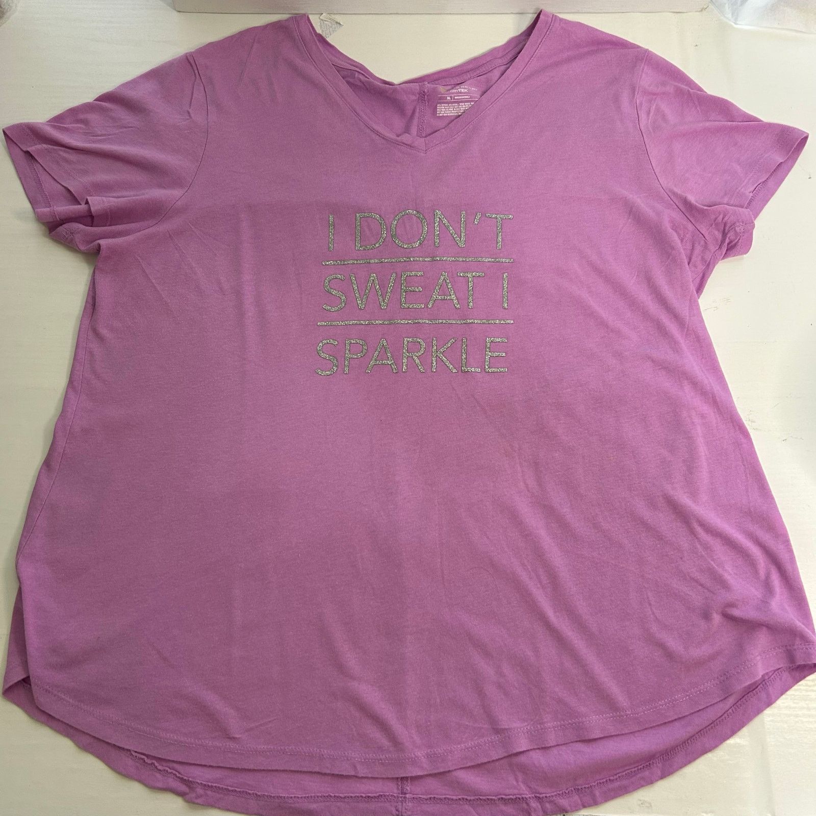 Tek Gear Tek Gear Light Purple I Don’t Sweat I Sparkle Graphic Tee XL Size XL / US 12-14 / IT 48-50 - 1 Thumbnail