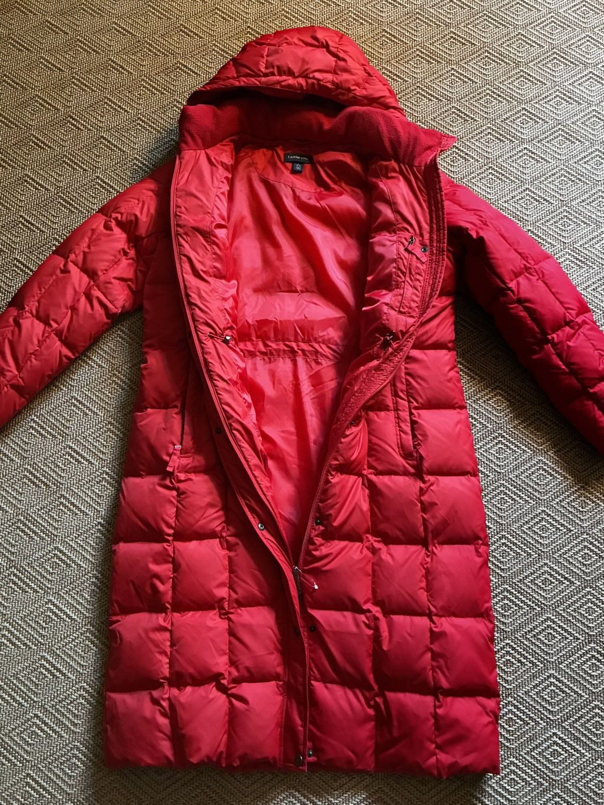 Lands' End Land’s End Knee-Length Puffer, Red, Women’s Large Size L / US 10 / IT 46 - 3 Thumbnail