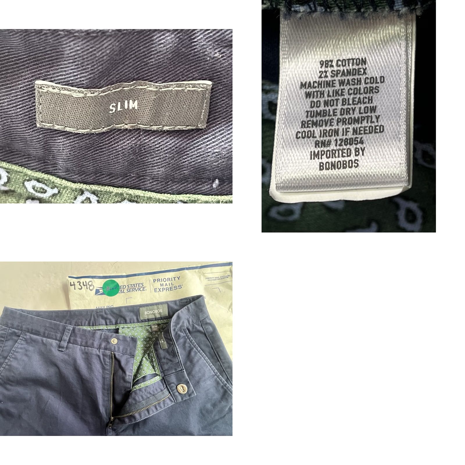 Bonobos Bonobos Pants Mens 33 x 30 Blue Slim Straight Leg Chinos Flat Front Weekday Warrior Size US 33 - 8 Thumbnail