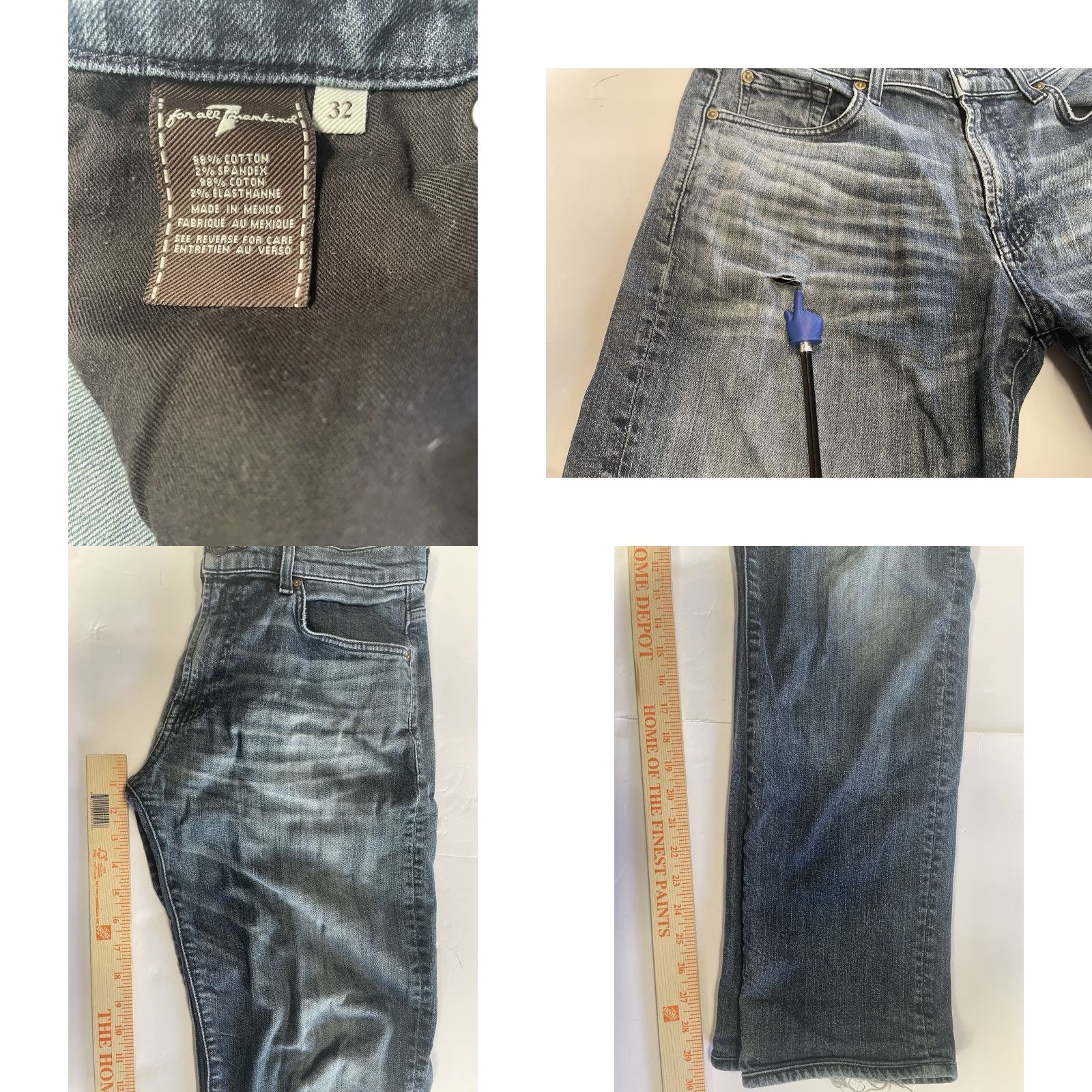 7 For All Mankind 7 For All Mankind Jeans Mens Dark Wash Blue Size 32 Regular Slim Straight 5-Pocket Denim Size US 32 / EU 48 - 8 Thumbnail