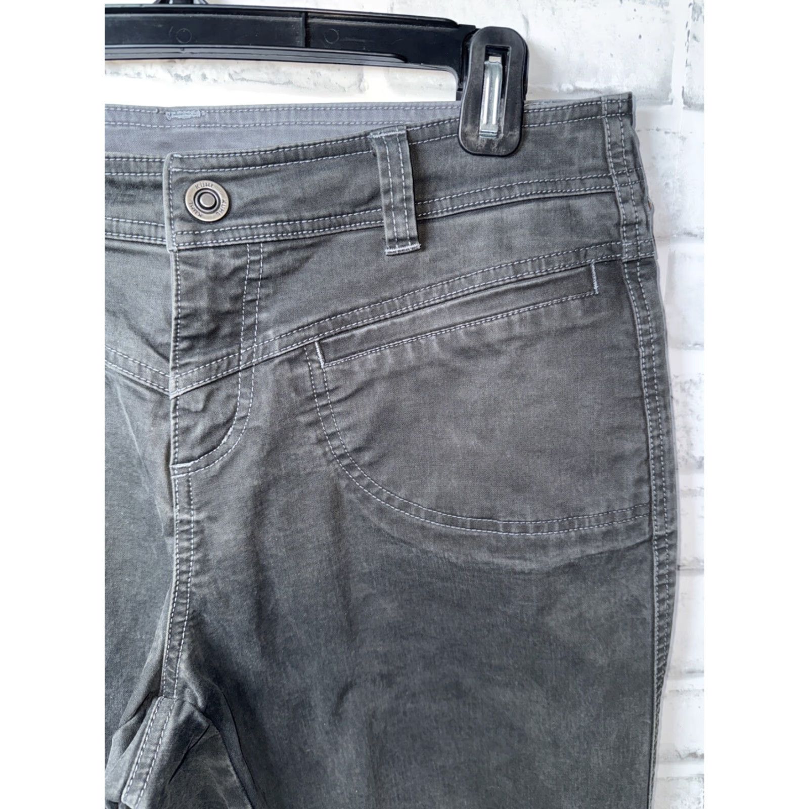 Vintage KUHL Pants Women 10 R Gray Canvas Cotton Blend Hiking Outdoor Straight 32” Inseam Womens Tall Regular Size 32" / US 10 / IT 46 - 2 Thumbnail