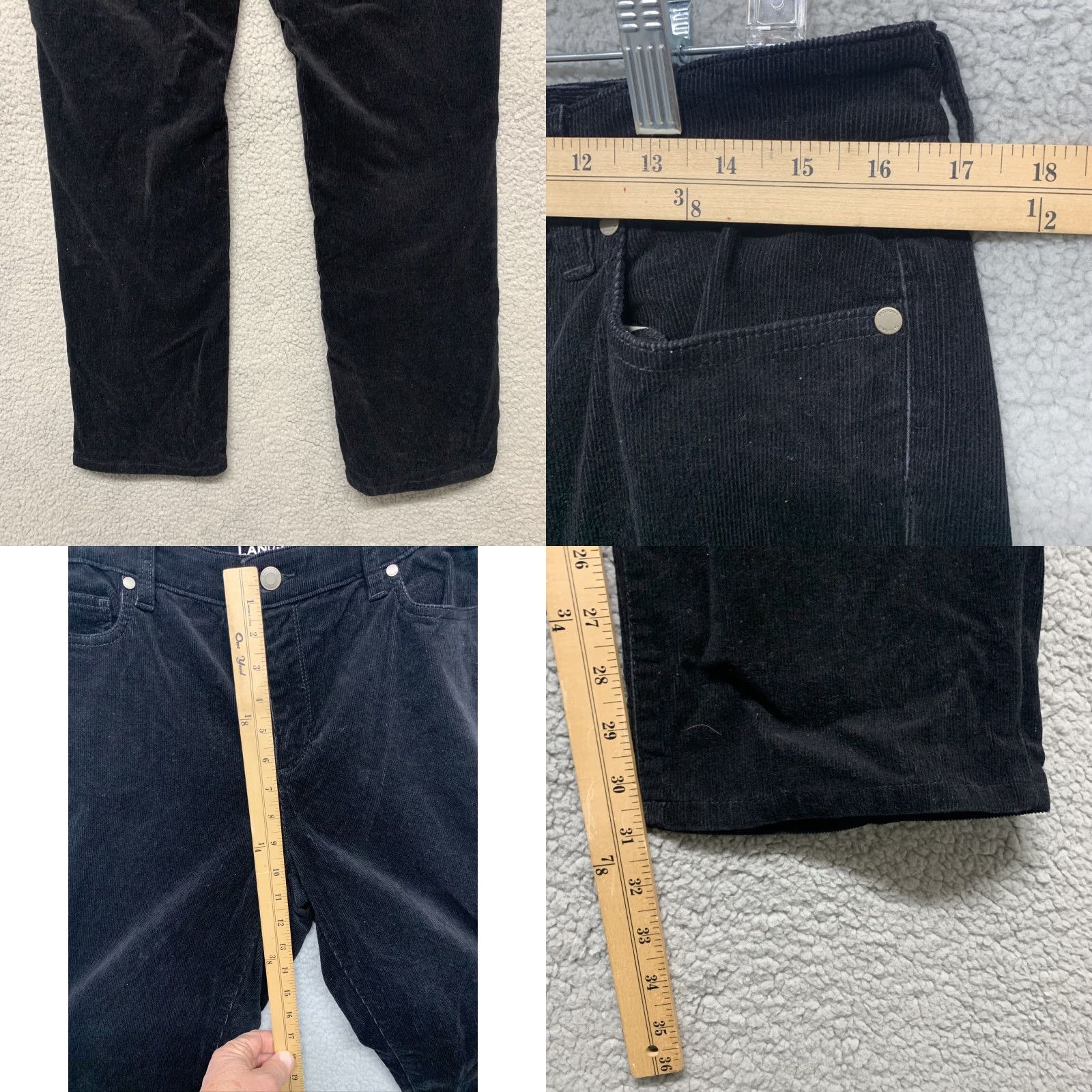 Lands' End Lands' End Womens Black Corduroy Pants 14 Mid Rise Straight 35 x 32 | Black, Corduroy, Pants, Lands' End, Classic, Regular, Women Size 36" / US 14 / IT 50 - 8 Thumbnail