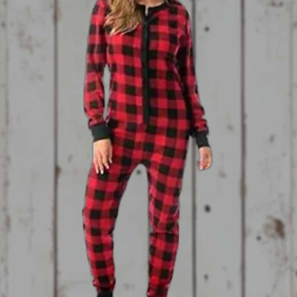 Lumberjack VINTAGE NEW PLAID Thermal Bodysuit Buffalo Red Black PAJAMAS women Lumberjack Outdoor M Size M / US 6-8 / IT 42-44 - 1 Thumbnail