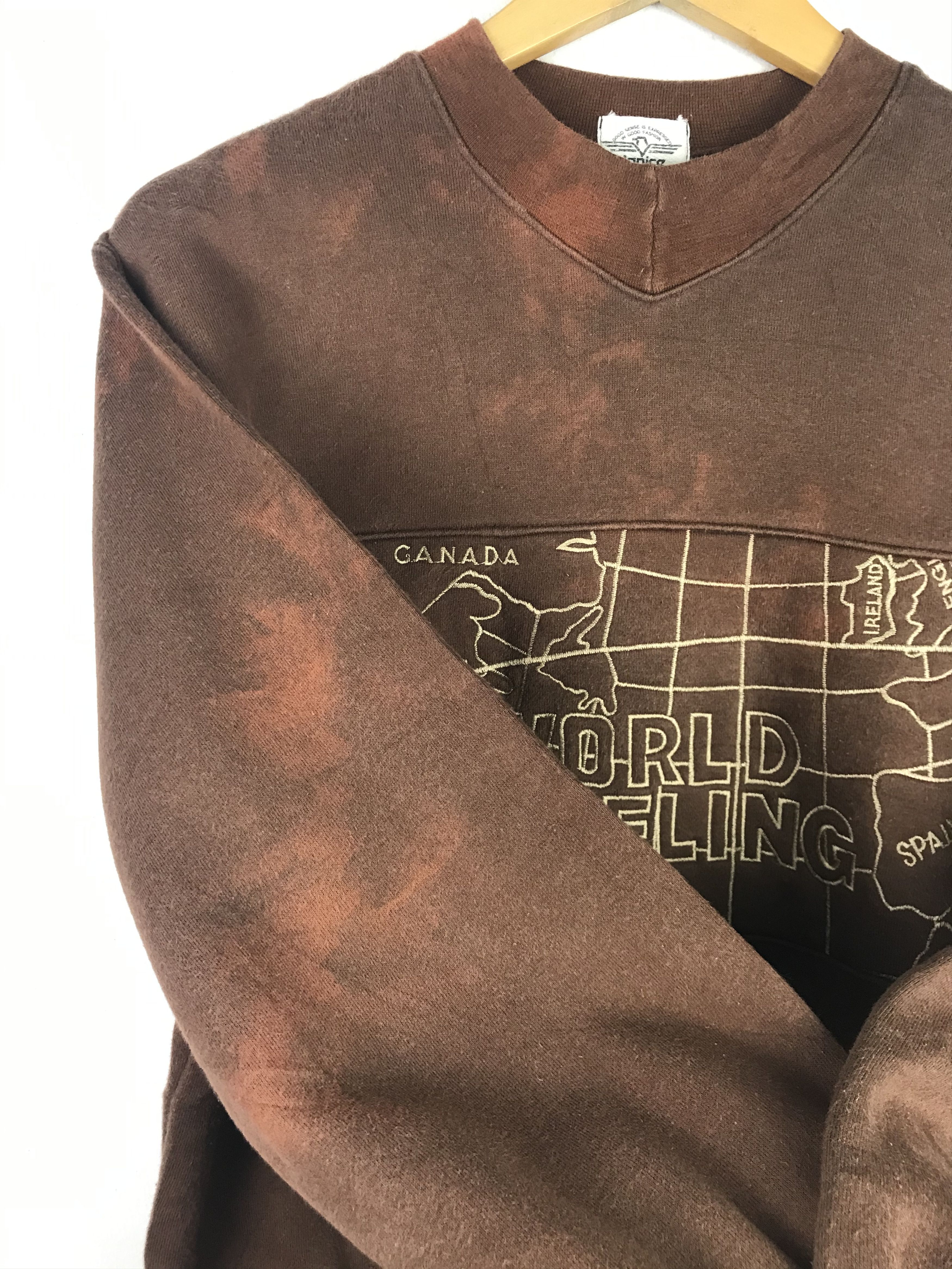 Vintage Vintage 90's World Travelling Maps Sweatshirt Size US M / EU 48-50 / 2 - 10 Thumbnail