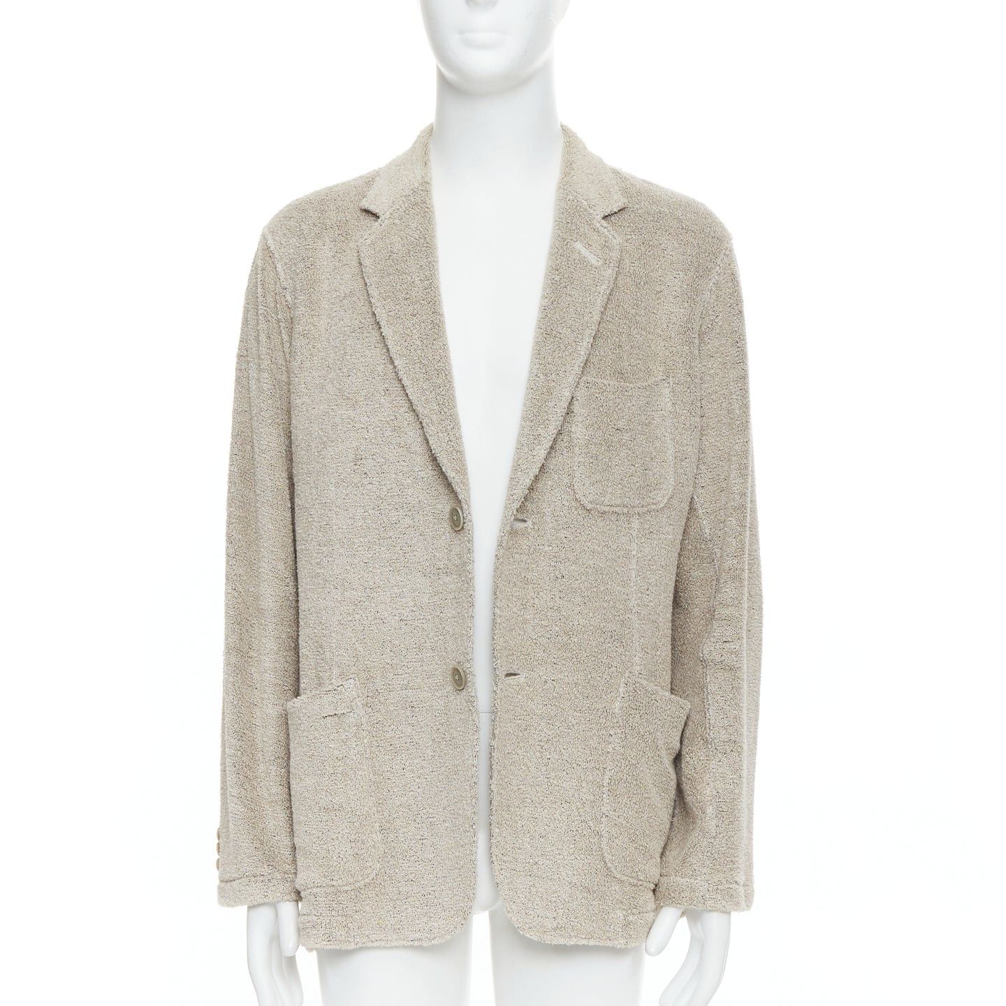 Yohji Yamamoto YOHJI YAMAMOTO Costume D'Homme beige linen blend jersey blazer JP3 L Size 50R - 1 Thumbnail