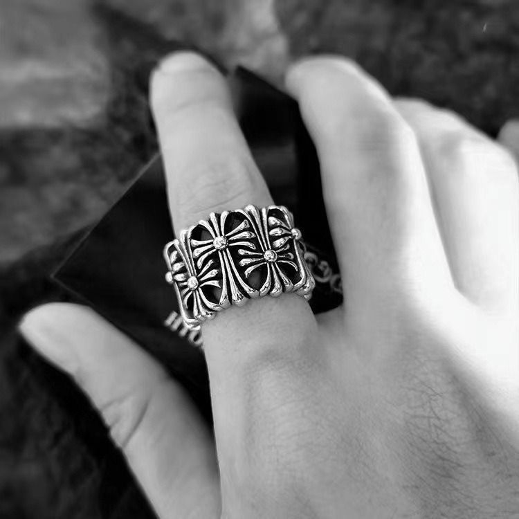 Other CH-Inspired Thick Cross Ring – Vintage Punk Round Band Size ONE SIZE - 5 Thumbnail