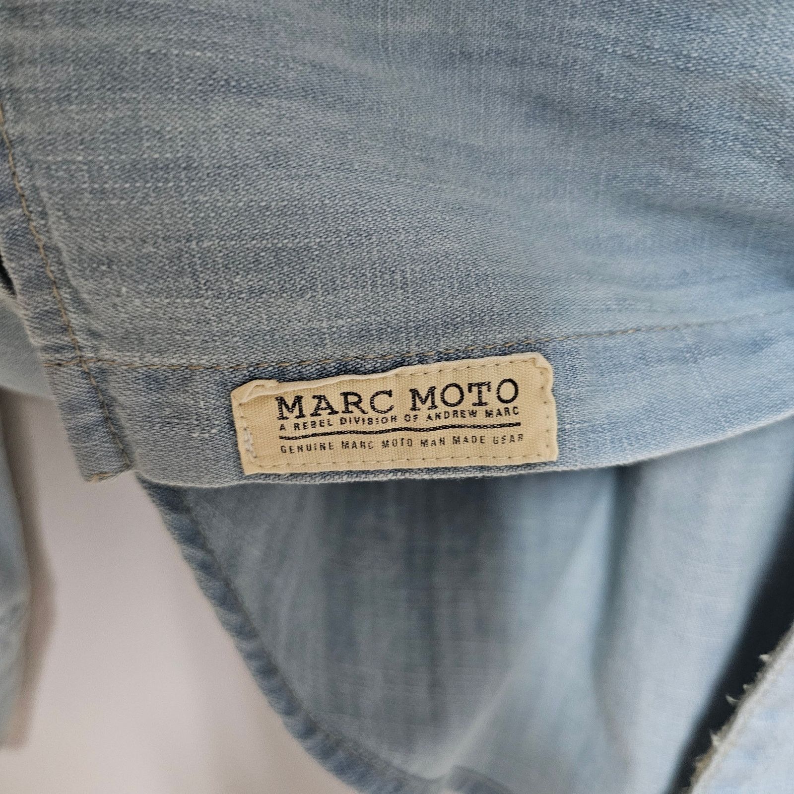 Andrew Marc NWT Men's Marc Moto Snap Front Denim Shirt Size XL Size US XL / EU 56 / 4 - 6 Thumbnail
