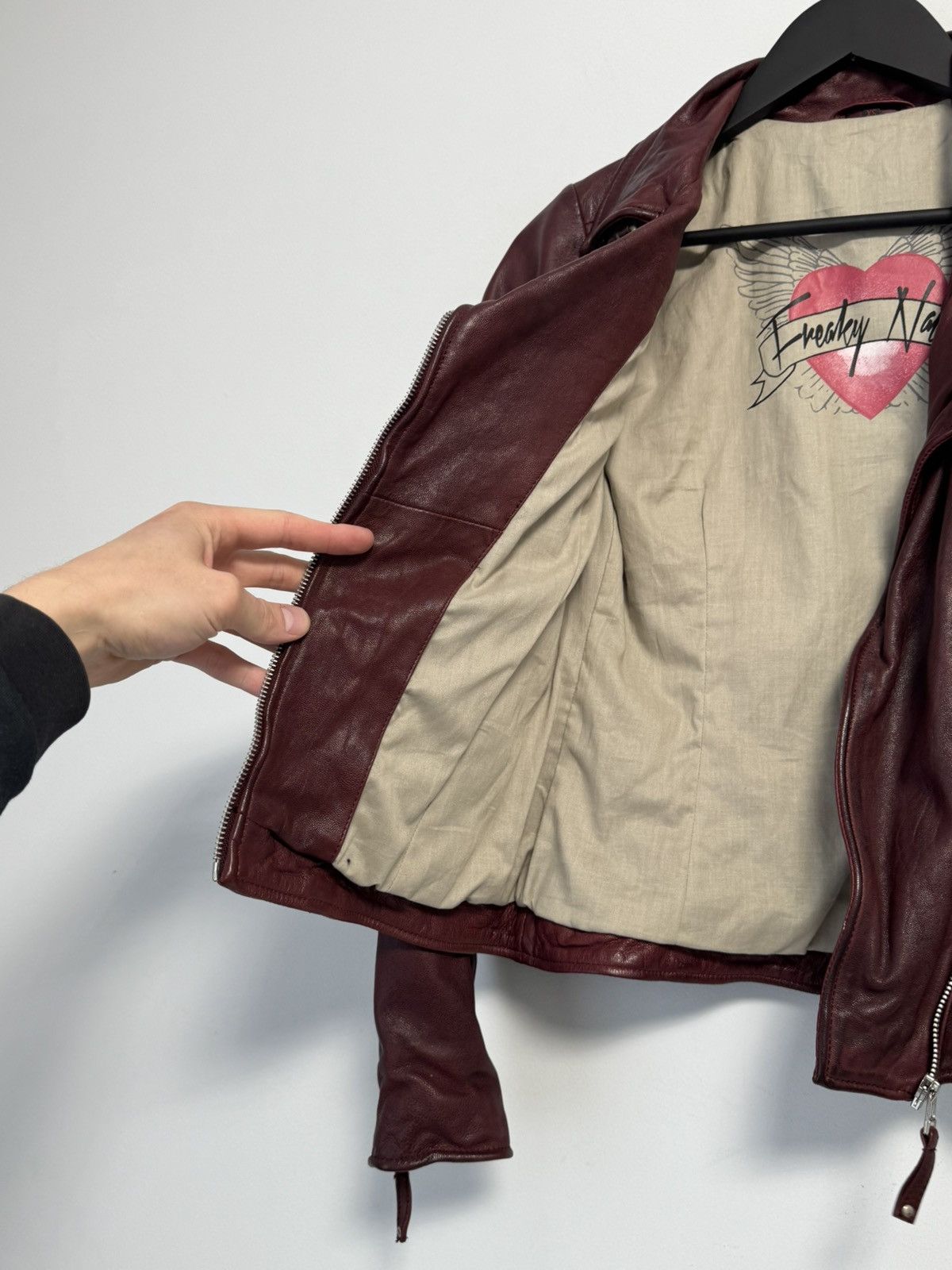 Japanese Brand × Vintage Freaky Nation Leather Biker Jacket Red Leather Women’s Size XS / US 0-2 / IT 36-38 - 13 Thumbnail