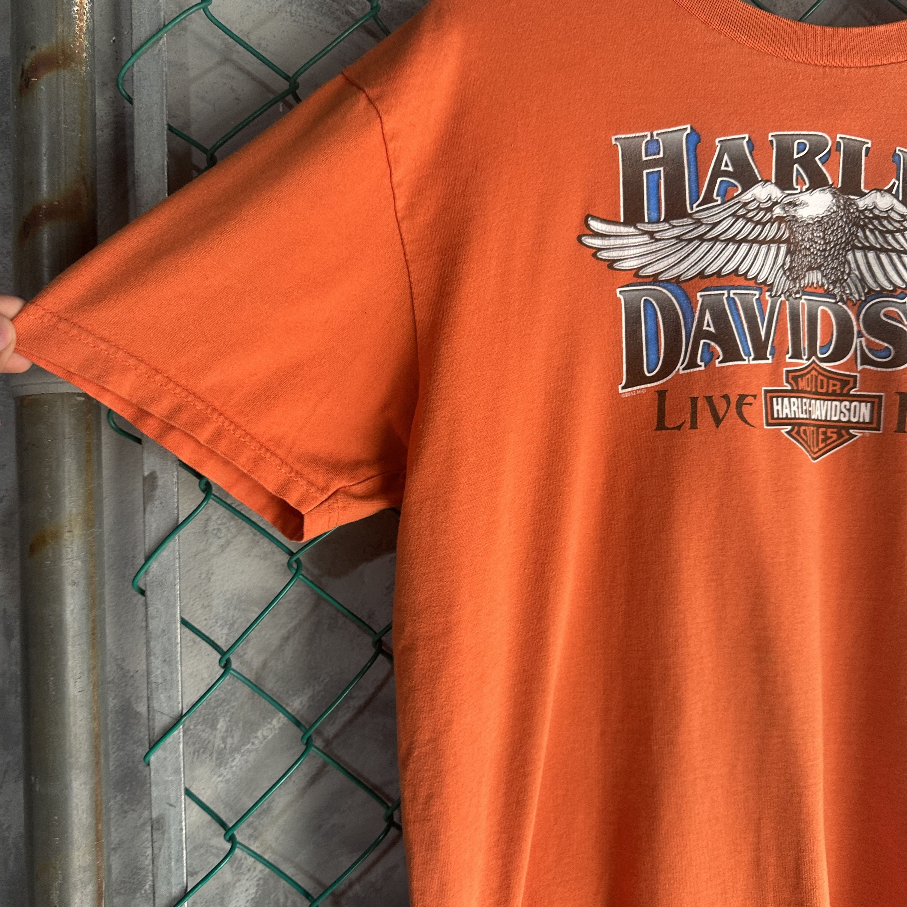 Harley Davidson Vintage Harley Davidson T Shirt Orange American Eagle Kuwait Size US XL / EU 56 / 4 - 4 Thumbnail