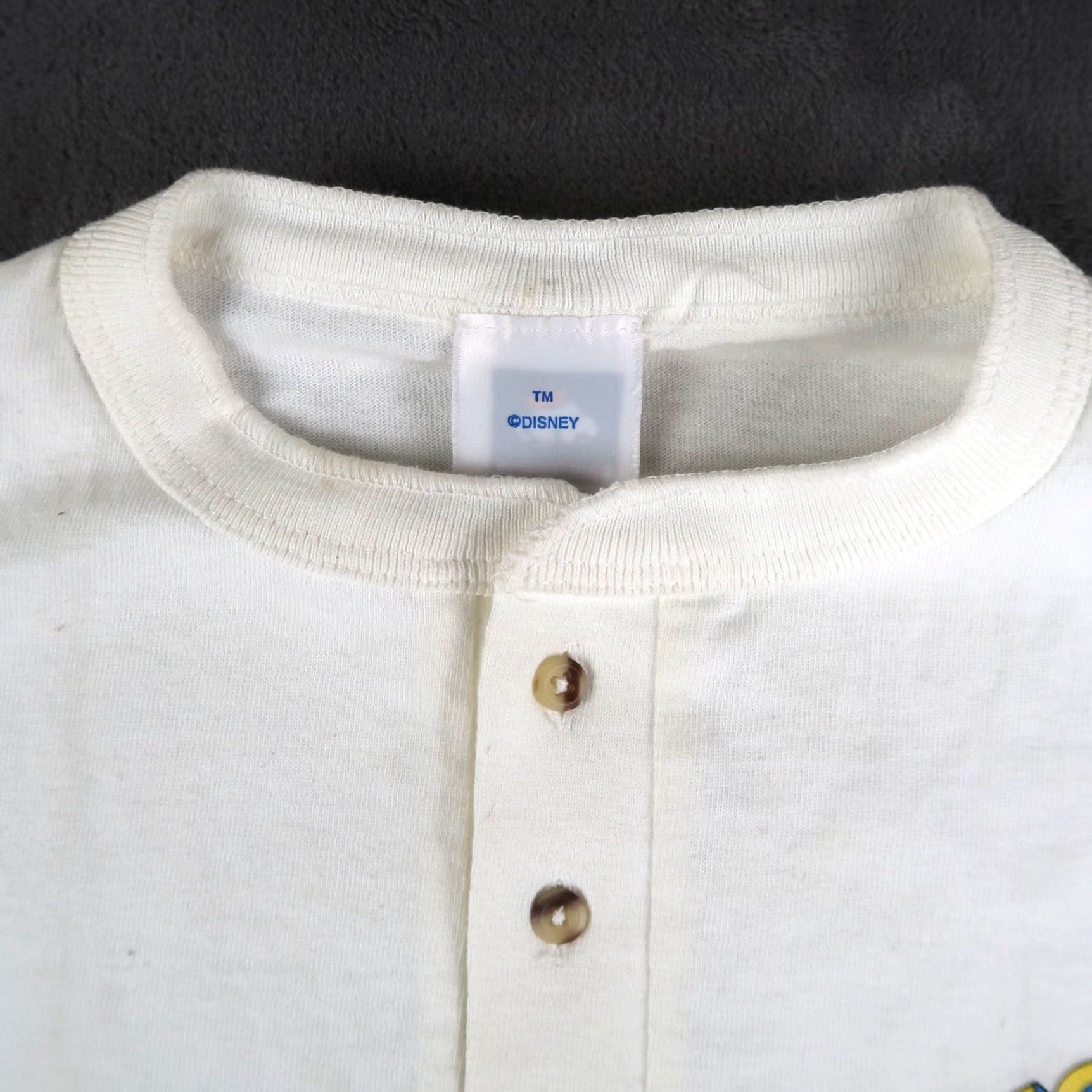 Disney VINTAGE Disney T-Shirt Mens XL White Henley Long Sleeve Mickey Mouse 90s Cartoon Logo Size US XL / EU 56 / 4 - 4 Thumbnail