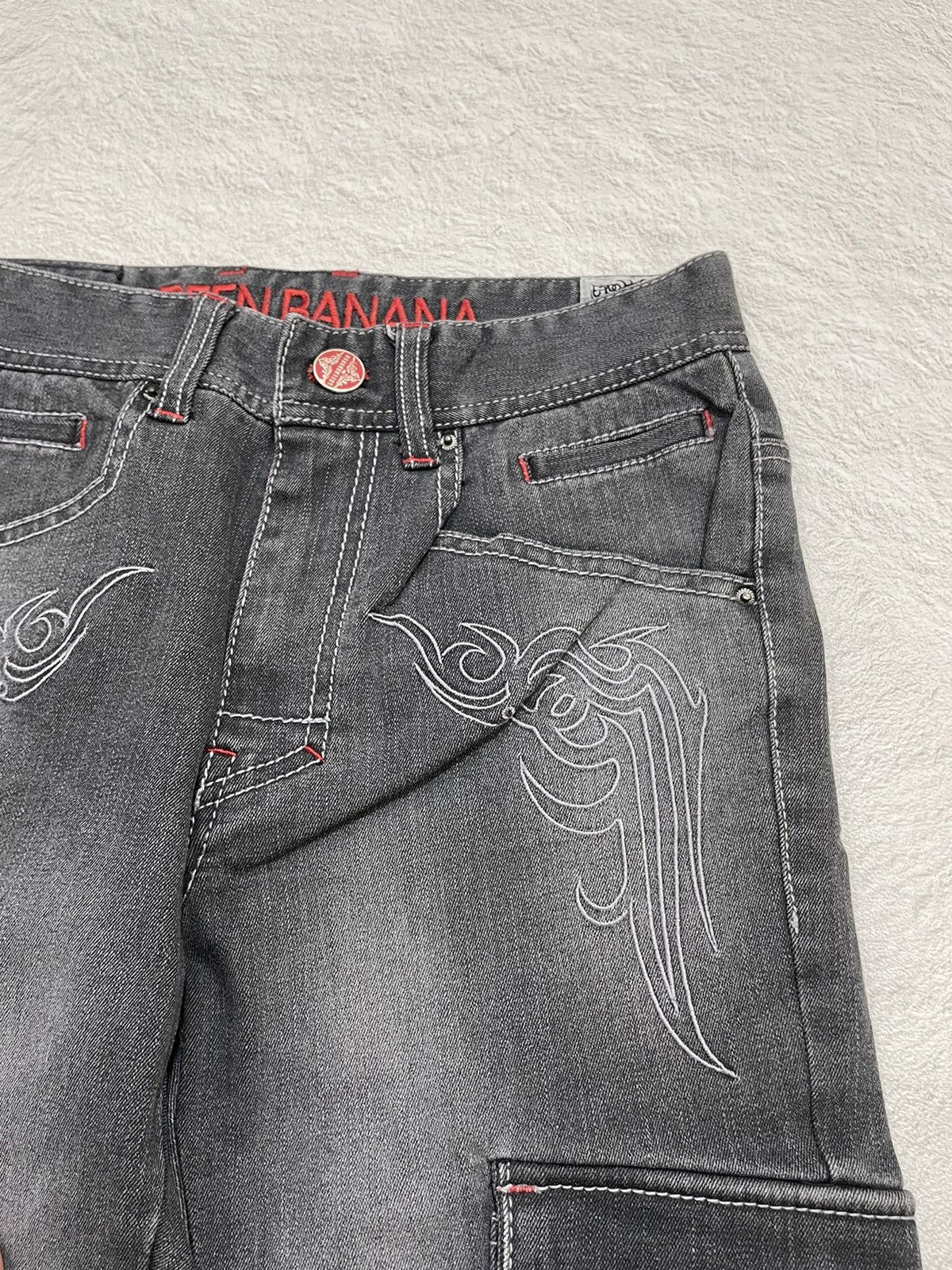 Hysteric Glamour 2000s Green Skull Embroidery Cargo Denim Y2K Size US 26 / EU 42 - 4 Thumbnail