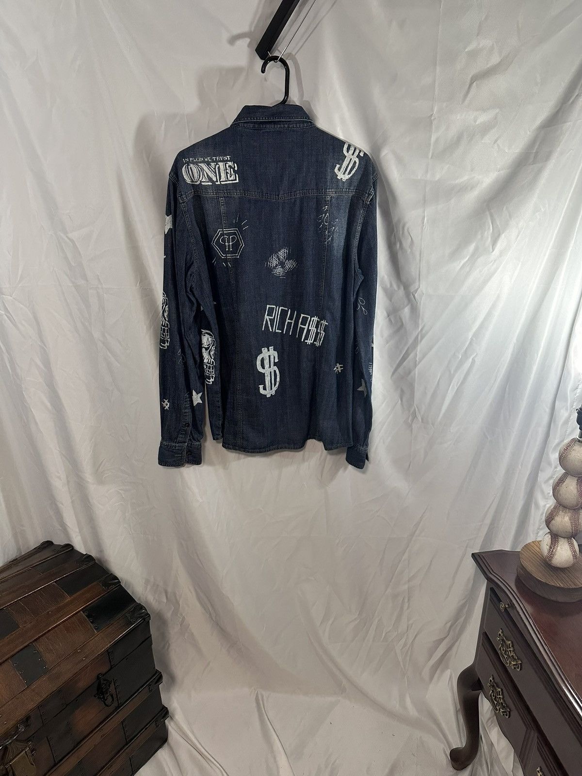 Philipp Plein Philipp Plein Denim Shirt Size US XL / EU 56 / 4 - 4 Thumbnail