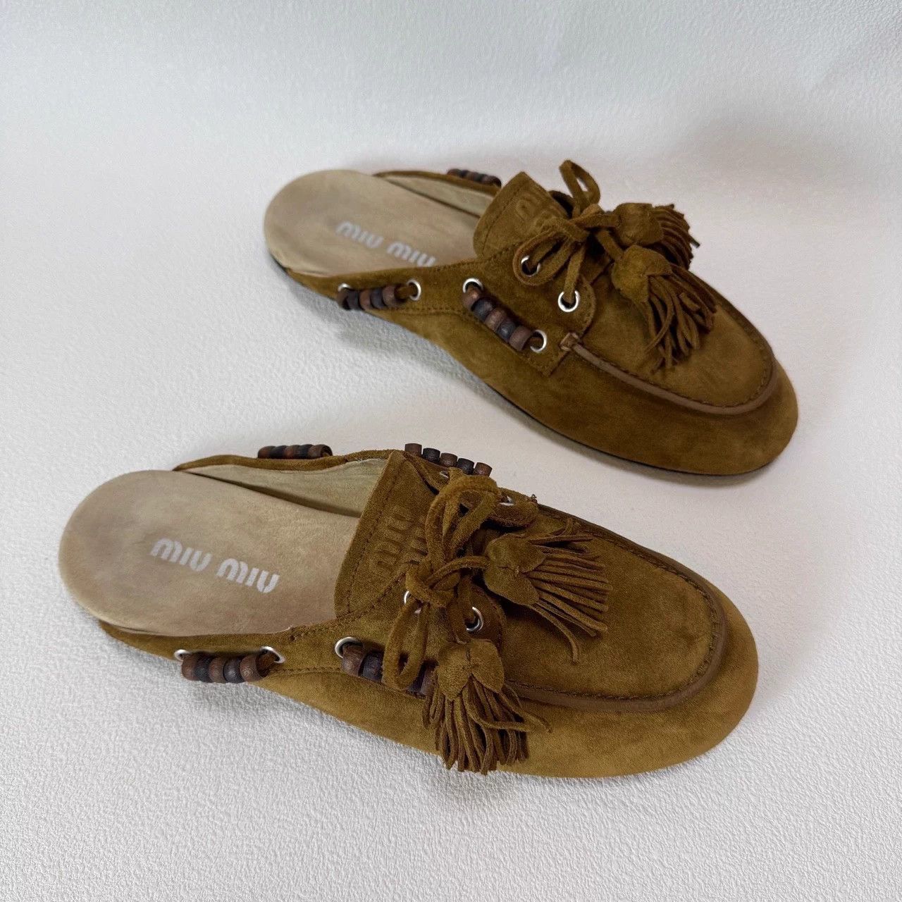 Miu Miu MIU MIU Suede Beaded Tassel Slip-on Mules Size US 8 / IT 38 - 4 Thumbnail