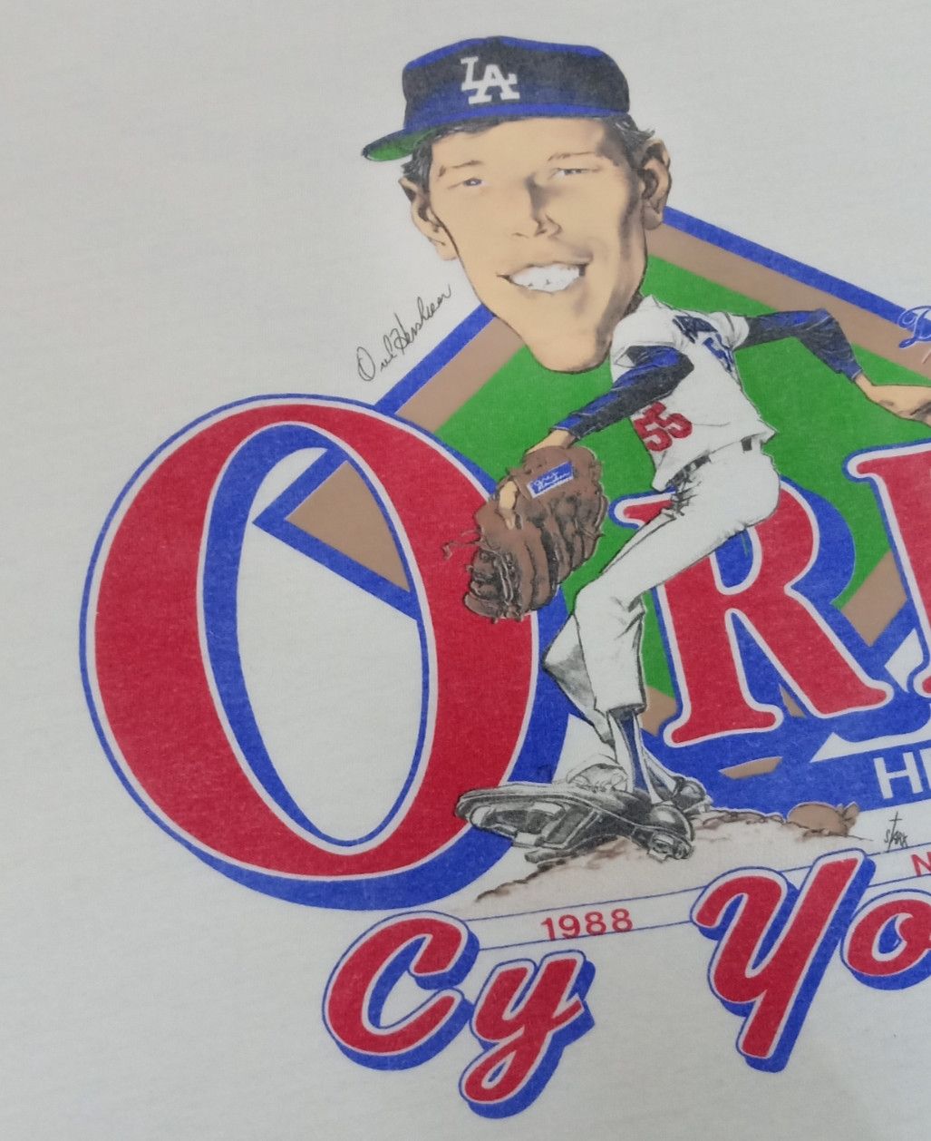 MLB Vintage 80s Orel Hershiser MLB LA Dodgers T-shirt Size US XL / EU 56 / 4 - 6 Thumbnail