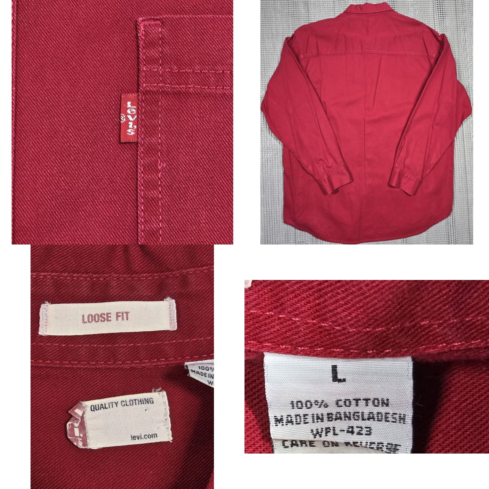 Levi's VINTAGE Levi's Red Tab Denim Shirt L Men Red 90s Workwear Button-Up with Pockets Size US L / EU 52-54 / 3 - 8 Thumbnail
