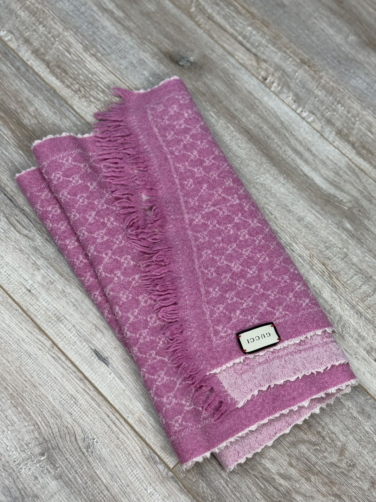 Gucci Gucci Wool Monogram Scarf Pink Color Size ONE SIZE - 6 Thumbnail