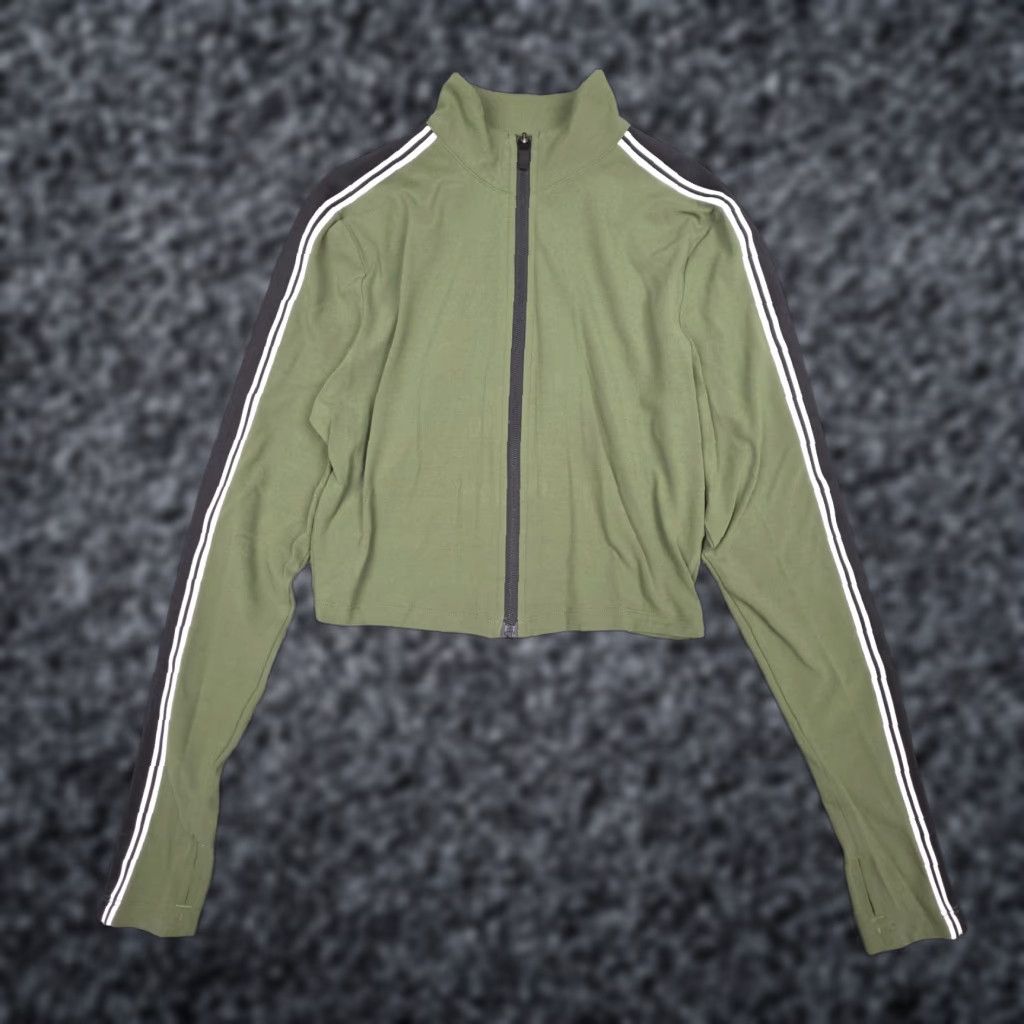 The Arrivals **Women's Green Cropped Jacket Full Zip Striped Athleisure Gym** User: Women's Green Cropped Full Zip Jacket Striped Athleisure Gym Size S / US 4 / IT 40 - 1 Thumbnail