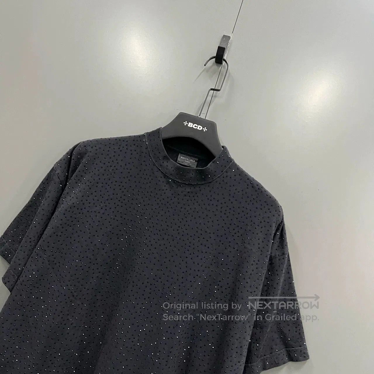 Balenciaga Balenciaga Black Rhinestone Crew Neck Tee. Size S / US 4 / IT 40 - 2 Thumbnail