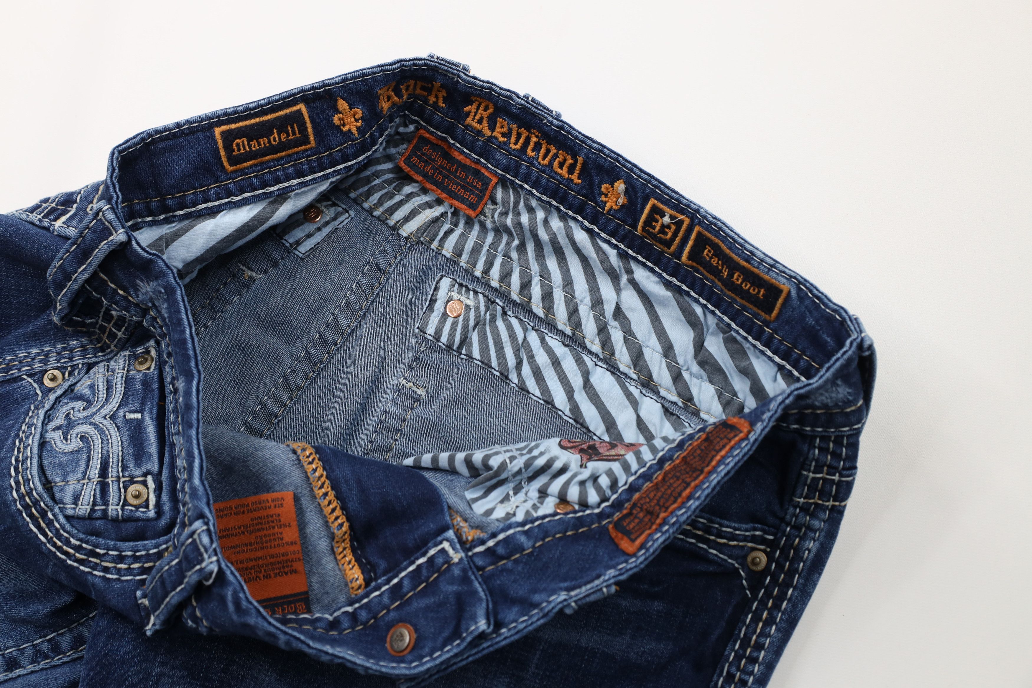 Rock Revival Rock Revival Stitch Mandell Easy Boot Flared Denim Jeans Size 33" - 8 Thumbnail