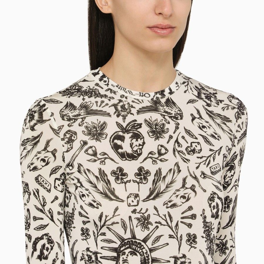 Off-White o1d2blof0924 Long-Sleeved Top With Tattoo Print Size XS / US 0-2 / IT 36-38 - 4 Thumbnail