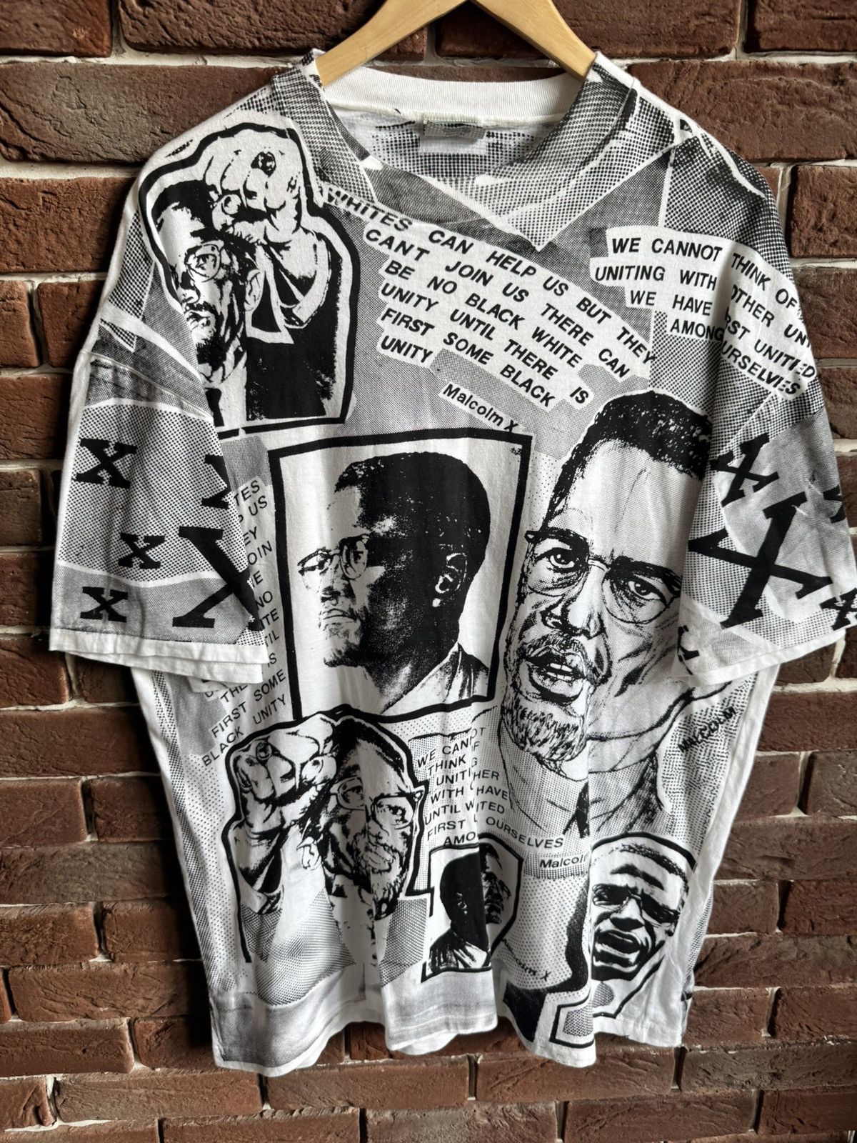 Vintage Rare Vintage 90s Malcolm X Newspaper All Over Print Tee XL Size US XL / EU 56 / 4 - 6 Thumbnail