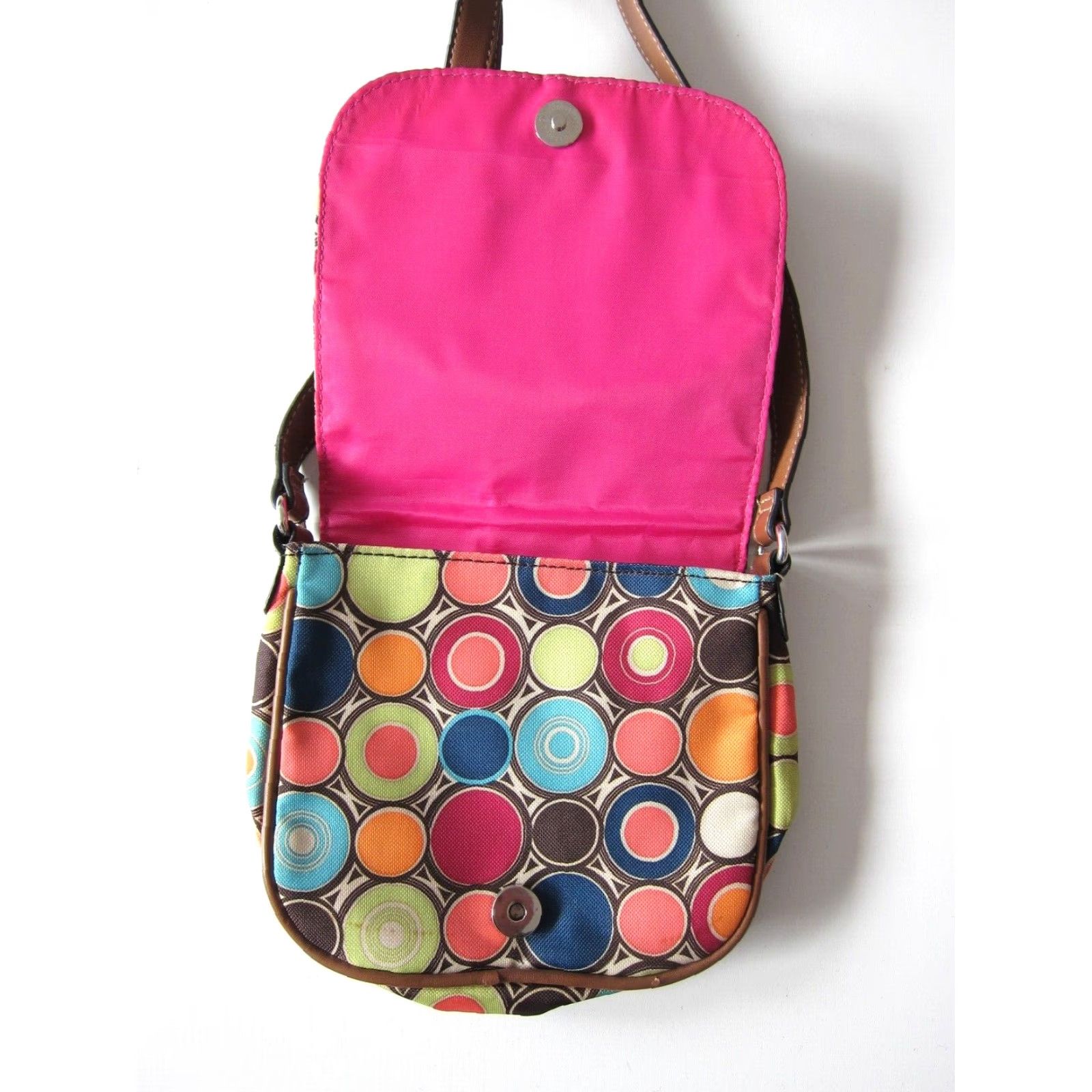Vintage Lily Bloom Satchel Crossbody Unisex Adults Small Poly Satchel Purse Green Pink Green Blue Polka Dot Living 8" 7" 23" Strap Drop Womens/Mens Size ONE SIZE - 6 Thumbnail