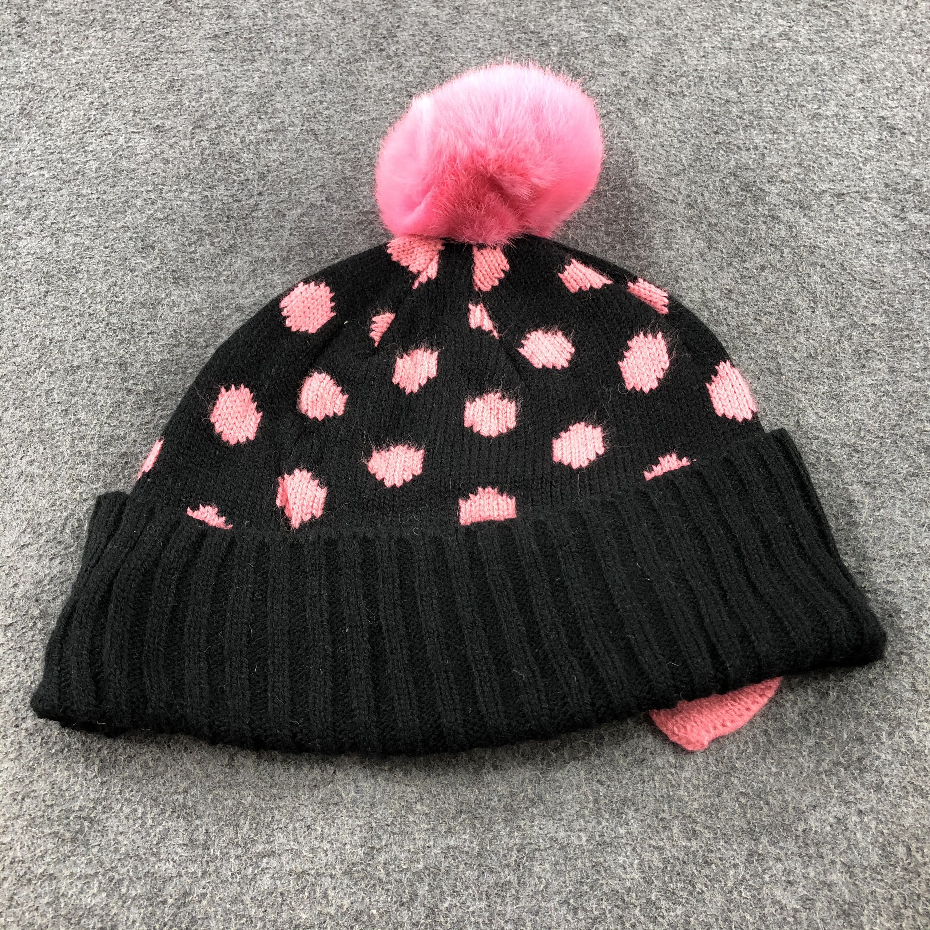 Vintage Unknown Pink Dots Bobble Beanie Snowcap Snow Hat B442 Size ONE SIZE - 4 Thumbnail