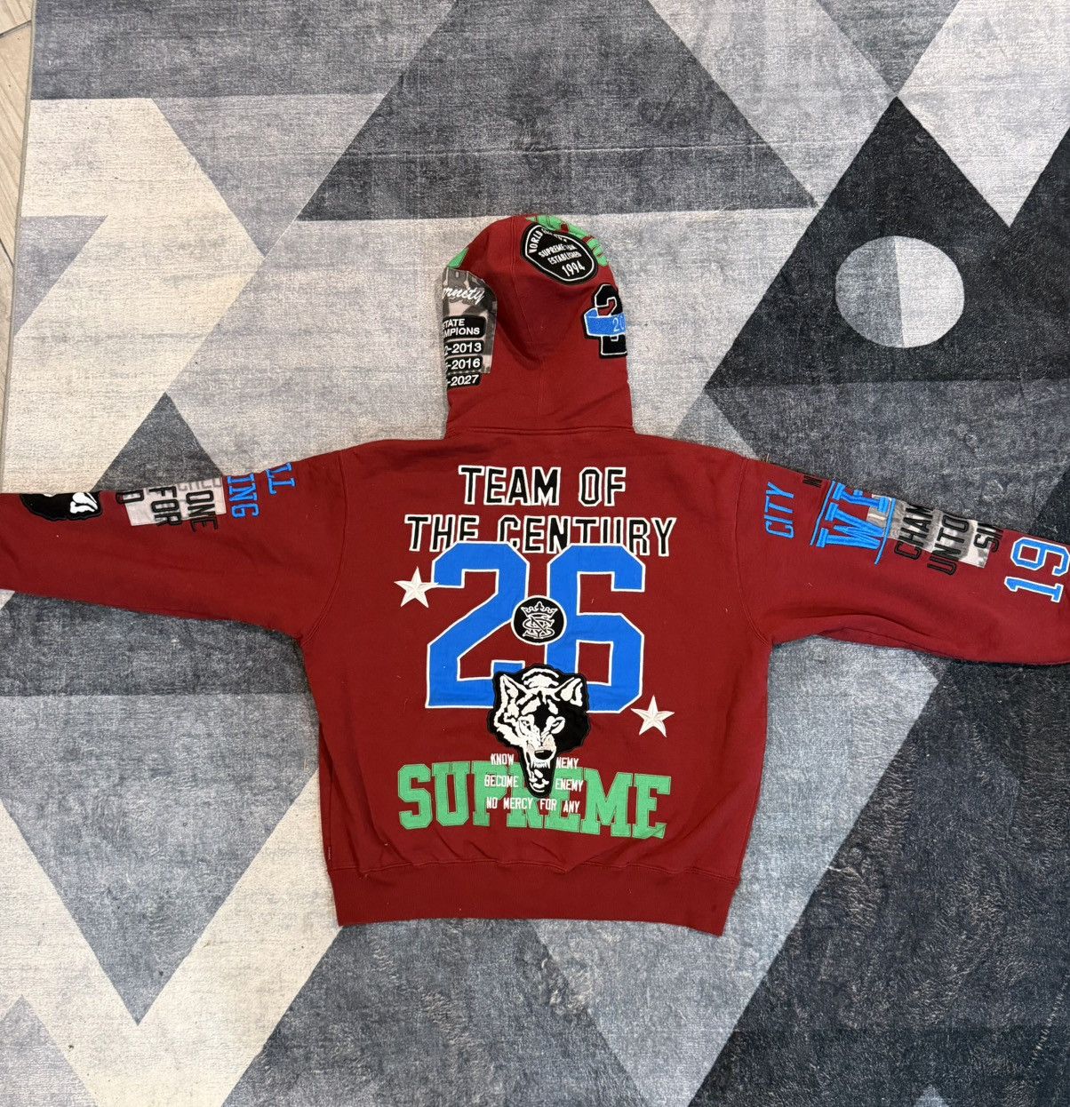 Supreme Warriors Appliqué Zip Up Hooded Sweatshirt Size US M / EU 48-50 / 2 - 2 Thumbnail