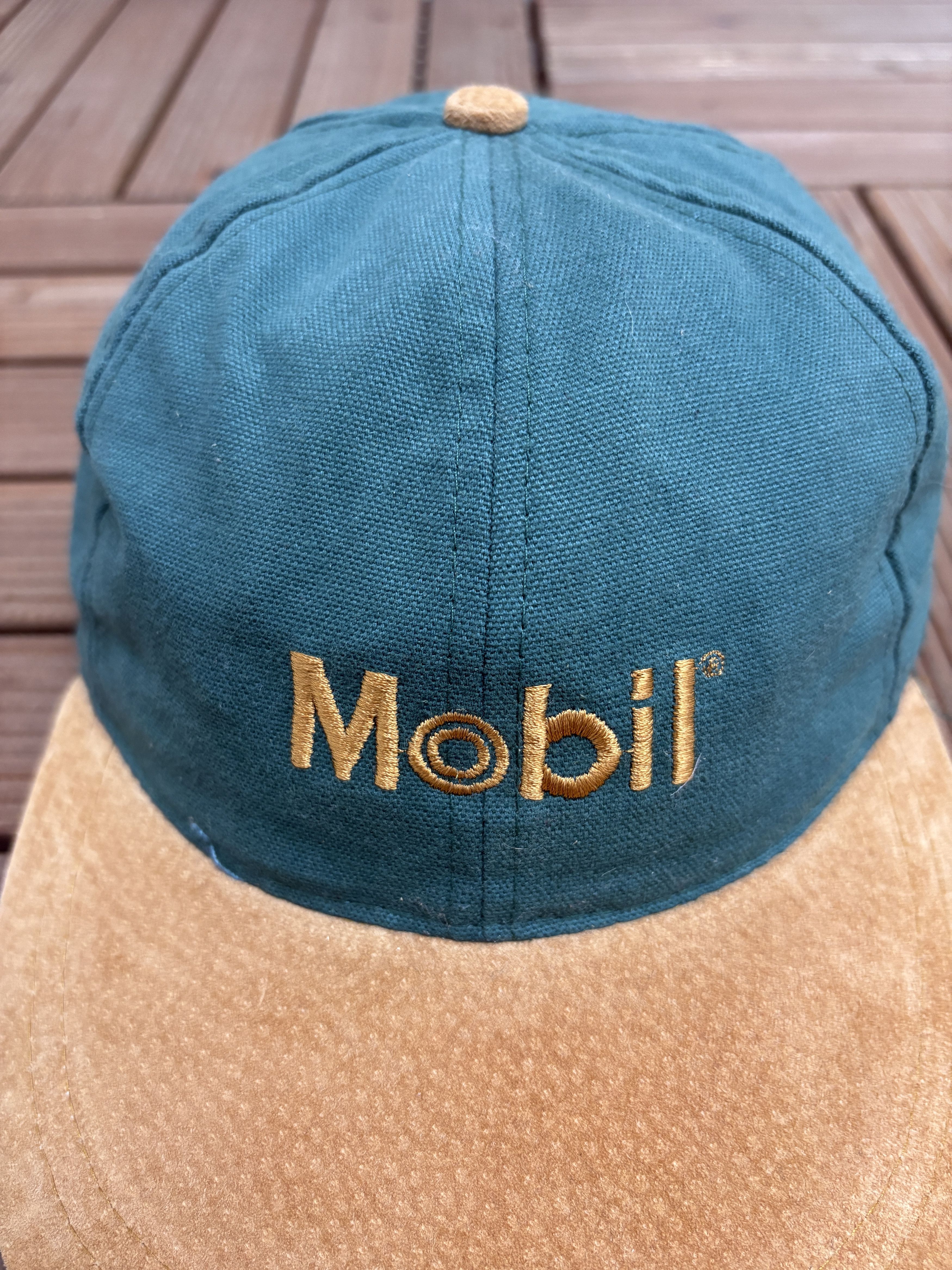 Vintage Mobil Embroidered Vintage Green Metal Clasp Hat Cap Size ONE SIZE - 3 Thumbnail