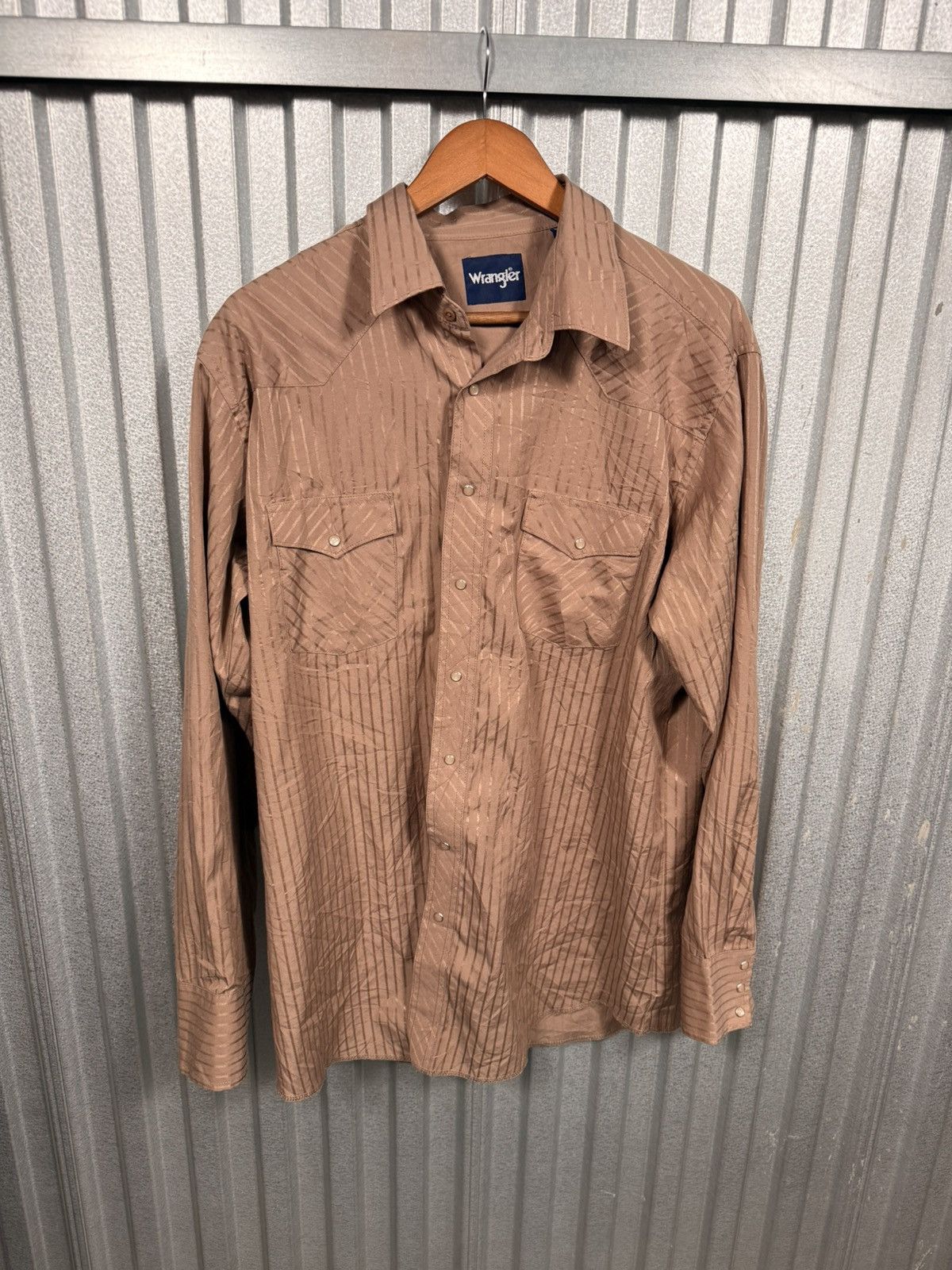 Wrangler Vintage Wrangler Pearl Snap Pinstripe Beige Western Shirt Size US L / EU 52-54 / 3 - 5 Thumbnail