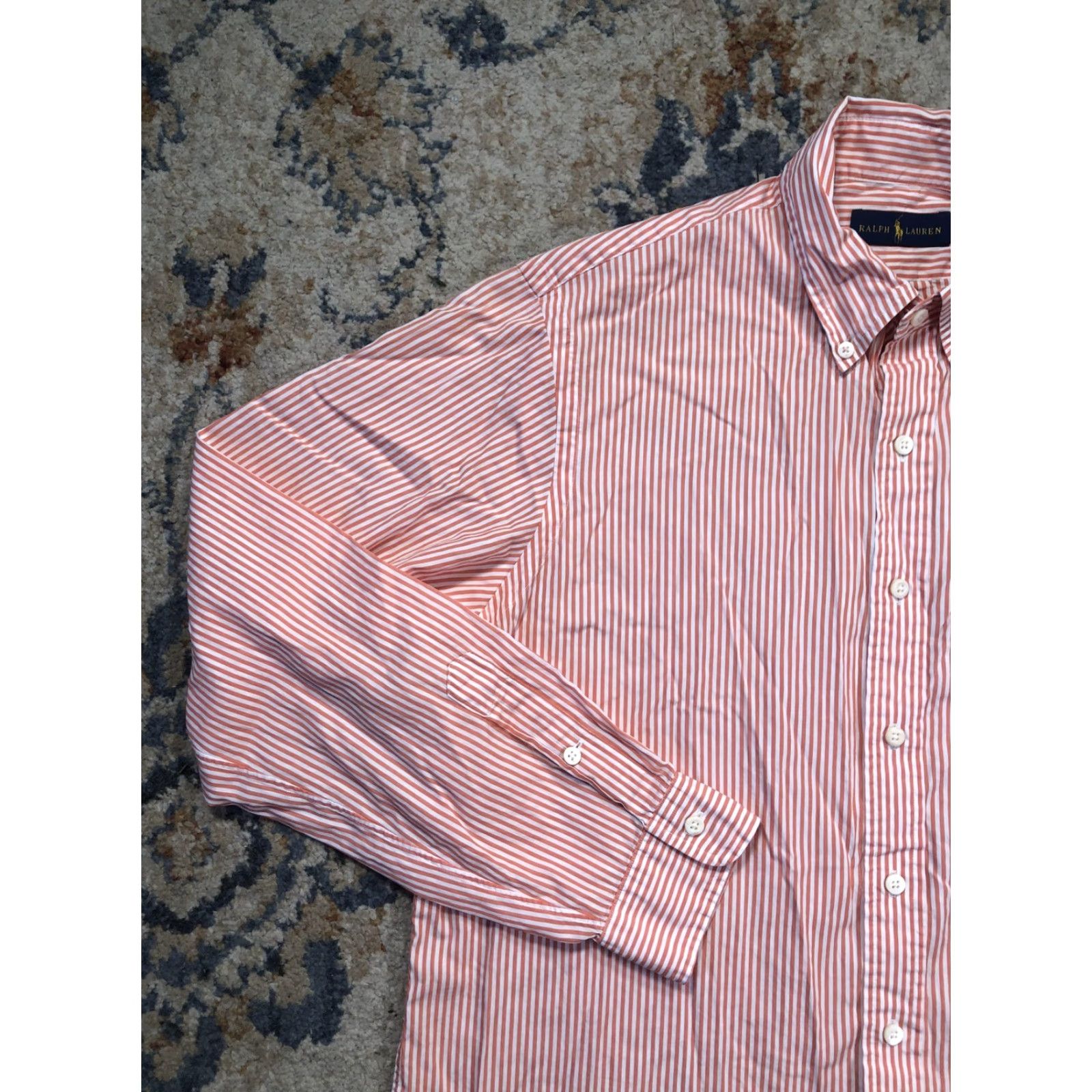 Ralph Lauren Ralph Lauren Shirt Mens Large Orange Stripe Long Sleeve Button-Down Casual Size US L / EU 52-54 / 3 - 3 Thumbnail