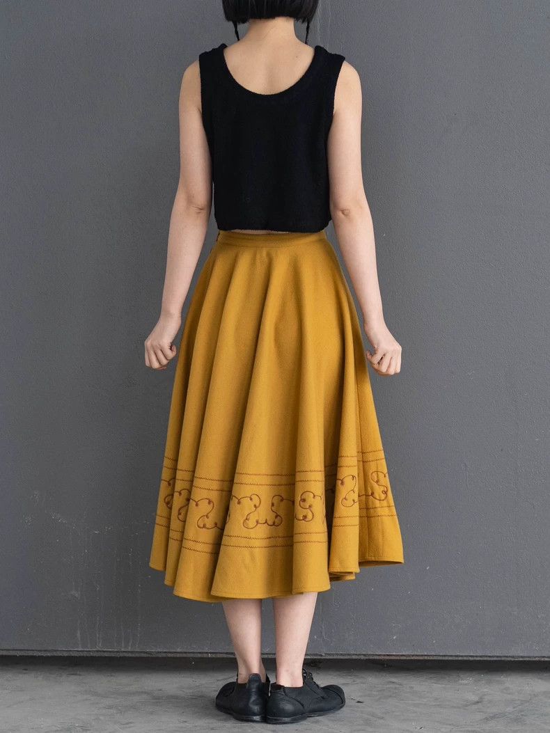 Other KENZO Jiang yellow woolen embroidered skirt vintage Size 24" / US 00 / IT 34 - 3 Thumbnail