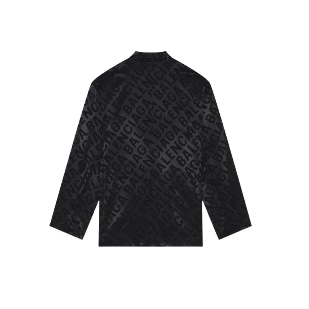 Balenciaga o1in1g1024 Large Allover Logo Fluid Jacket in Black Size XS / US 0-2 / IT 36-38 - 2 Thumbnail