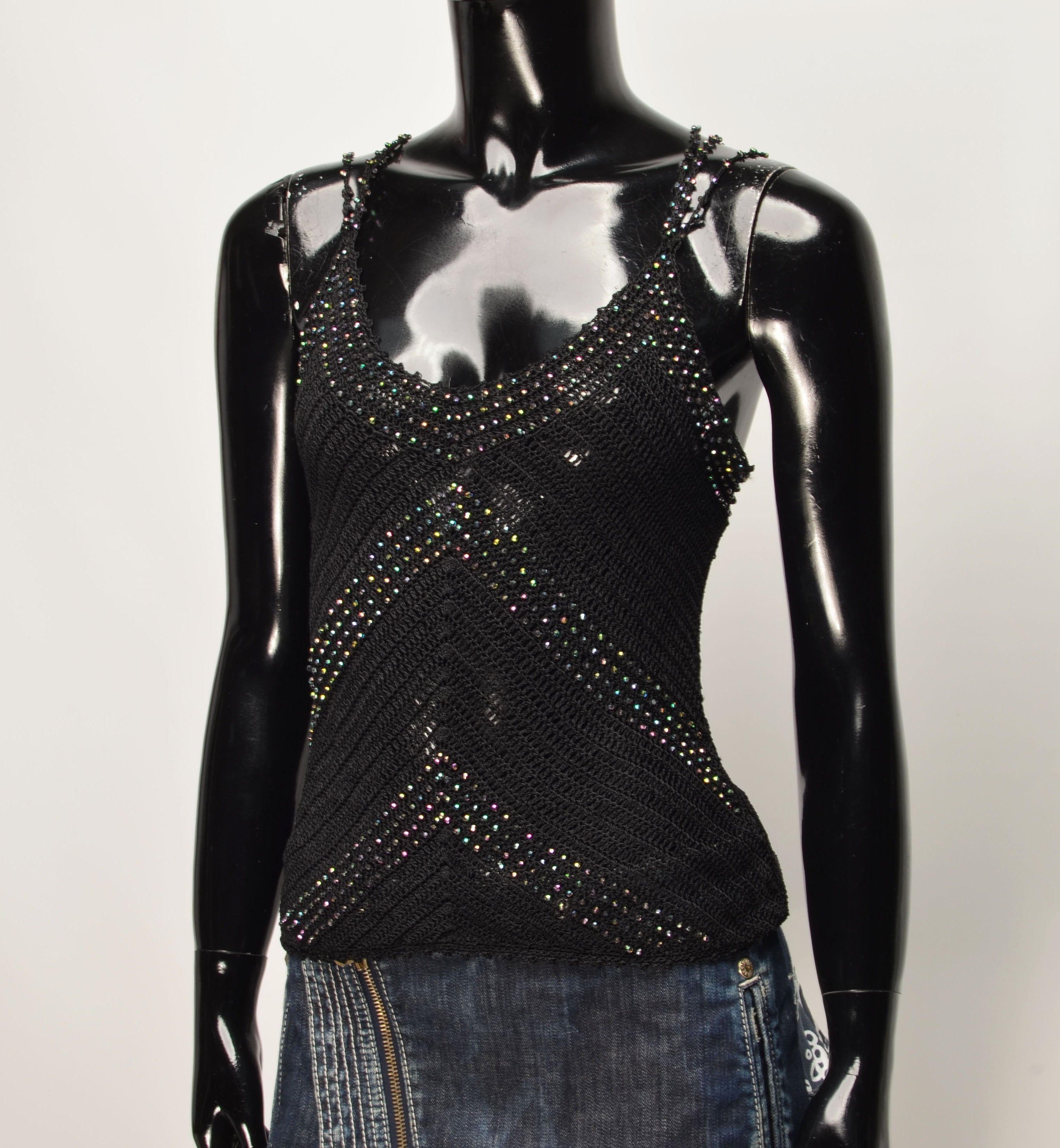 Other Vintage Crochet Knit Beaded Y2K Coquette Top Size S / US 4 / IT 40 - 2 Thumbnail